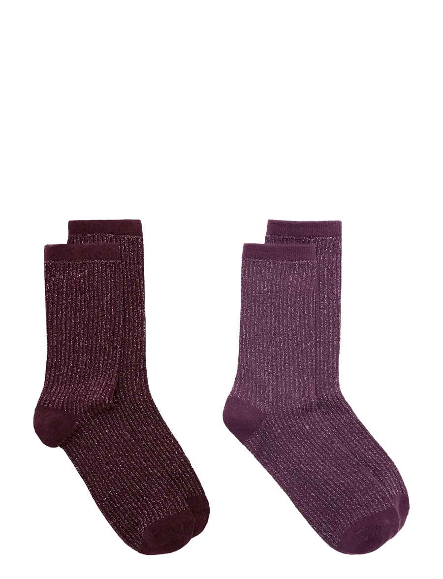 Mango - Pack of 2 lurex socks - sukat - lt-pastel pink - 0