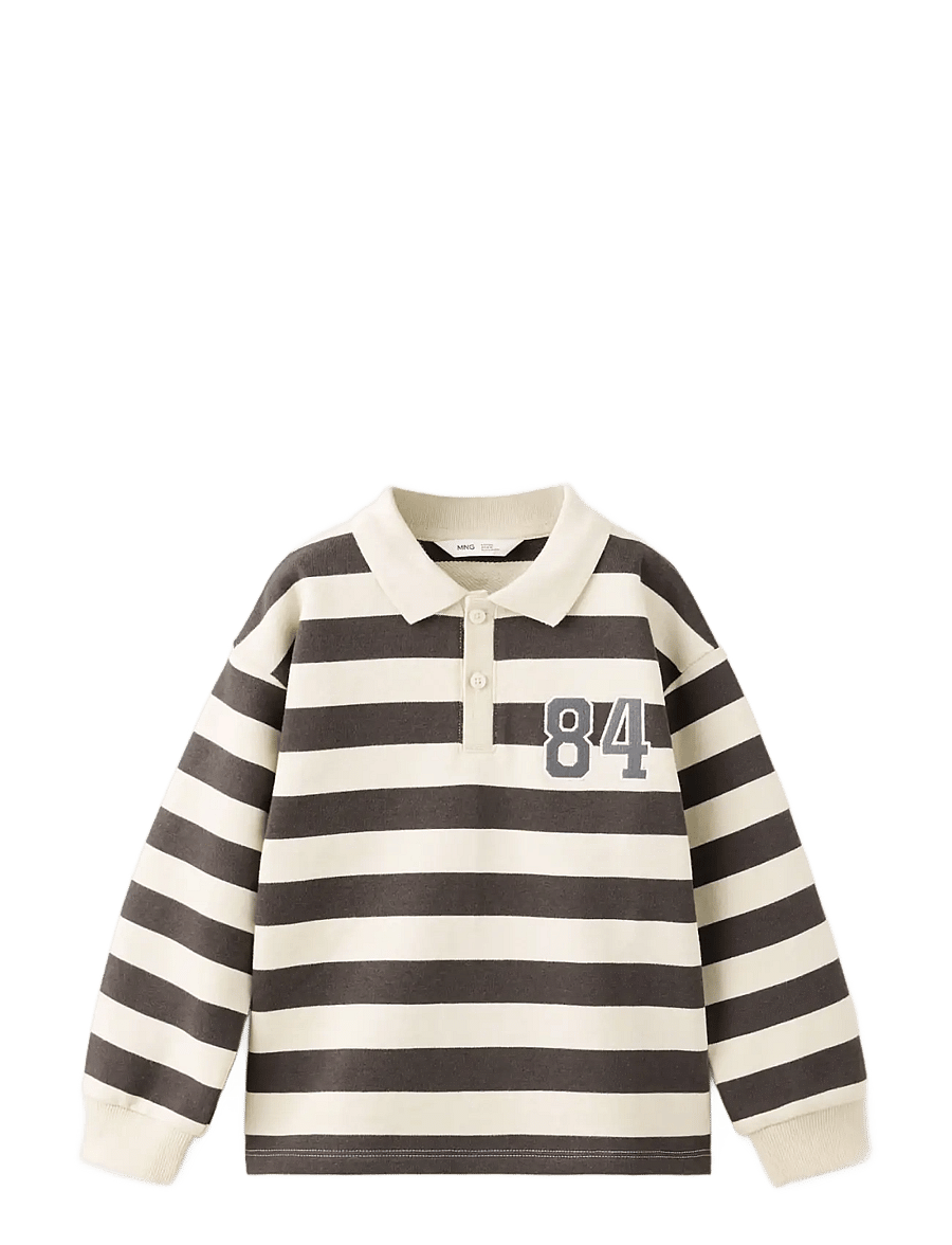 Mango - Striped polo sweatshirt - langærmede poloer - dark brown - 0