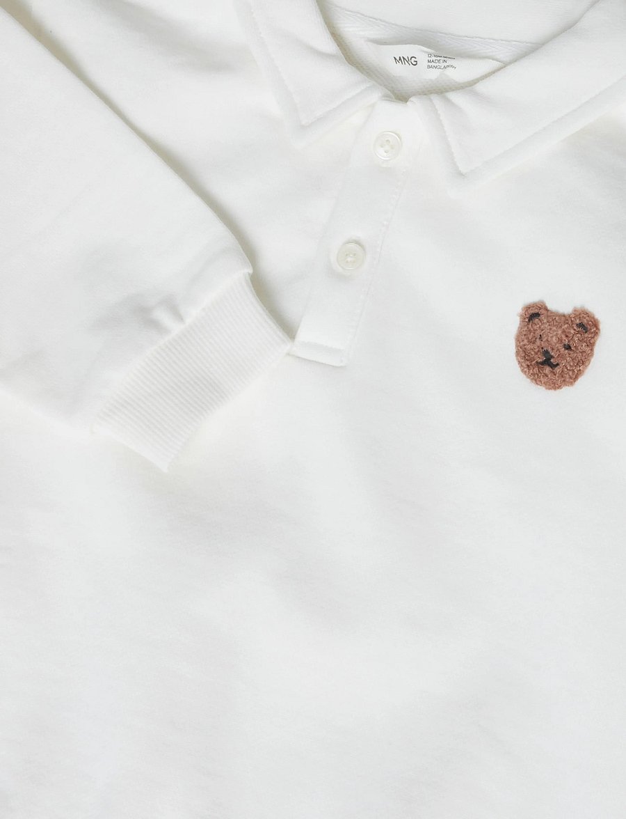 Mango - Relaxed-fit polo sweatshirt - långärmade pikéer - white - 2