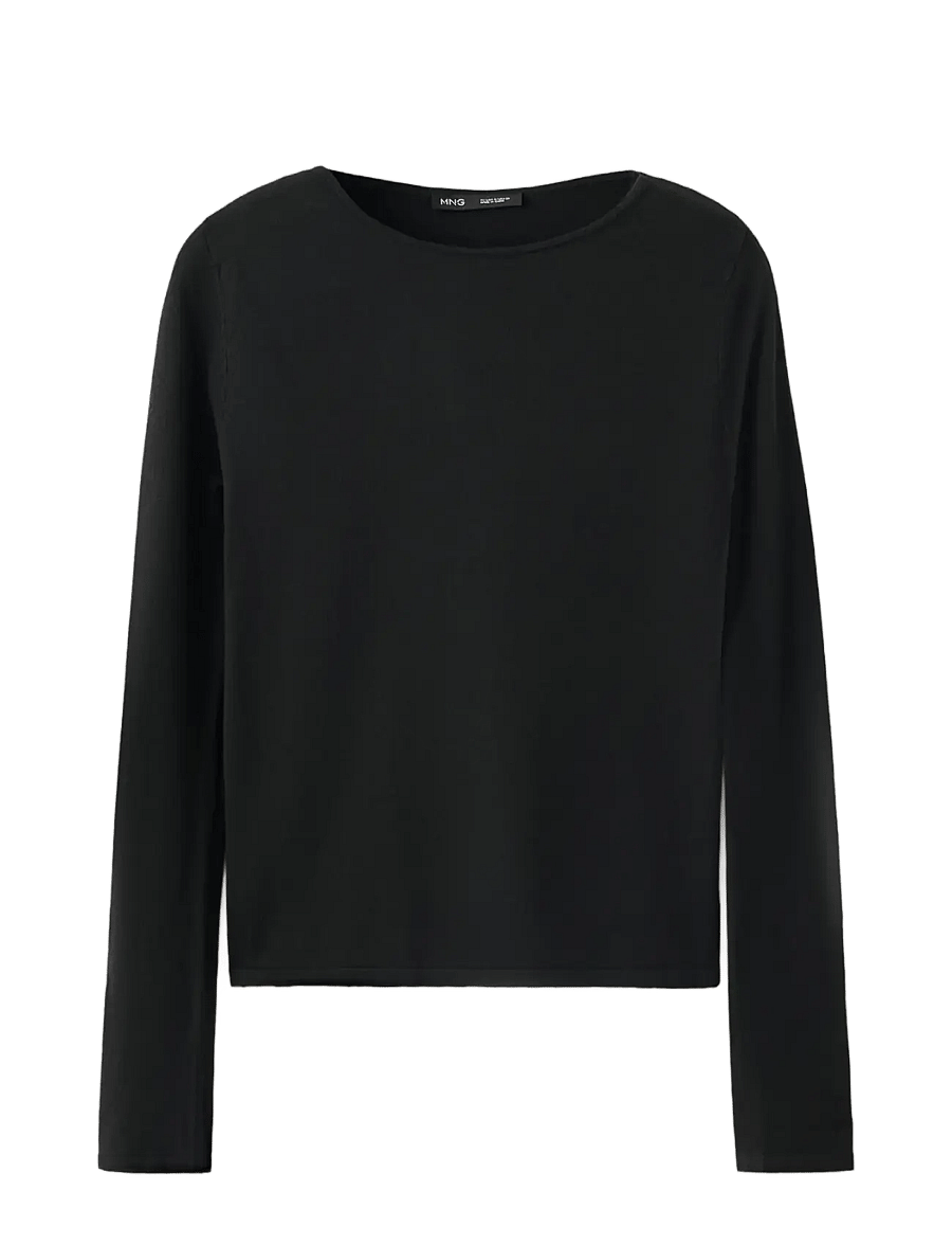 Mango - Fitted boat neck jumper - striktrøjer - black - 1