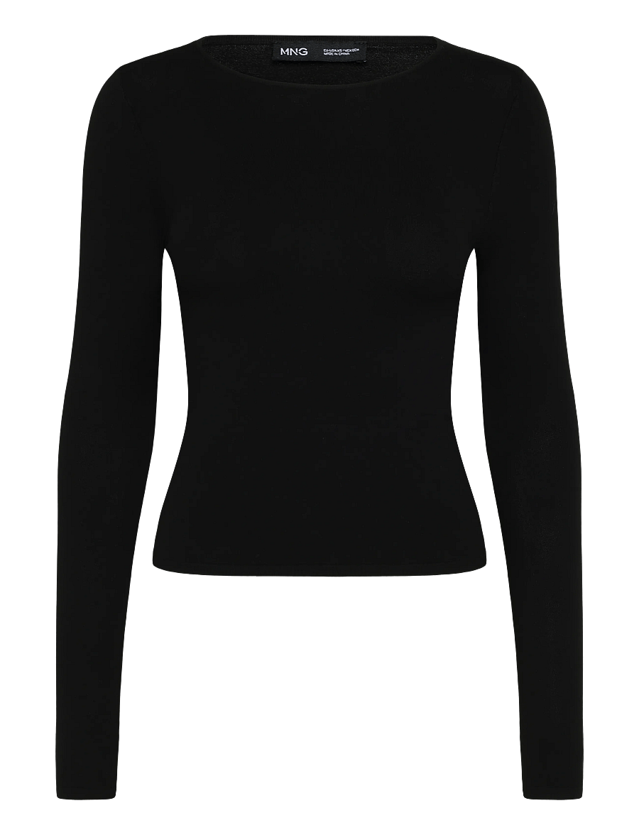 Mango - Fitted boat neck jumper - striktrøjer - black - 1