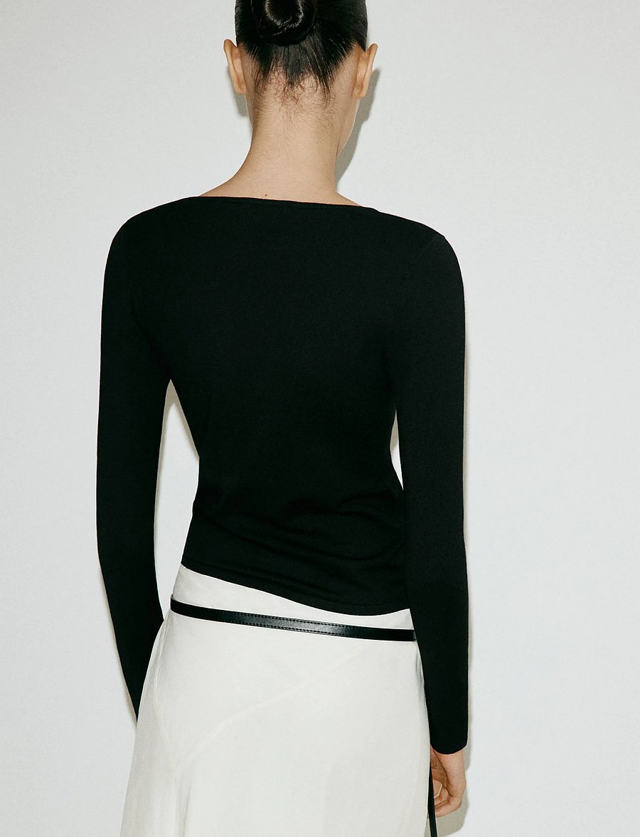 Mango - Fitted boat neck jumper - striktrøjer - black - 2