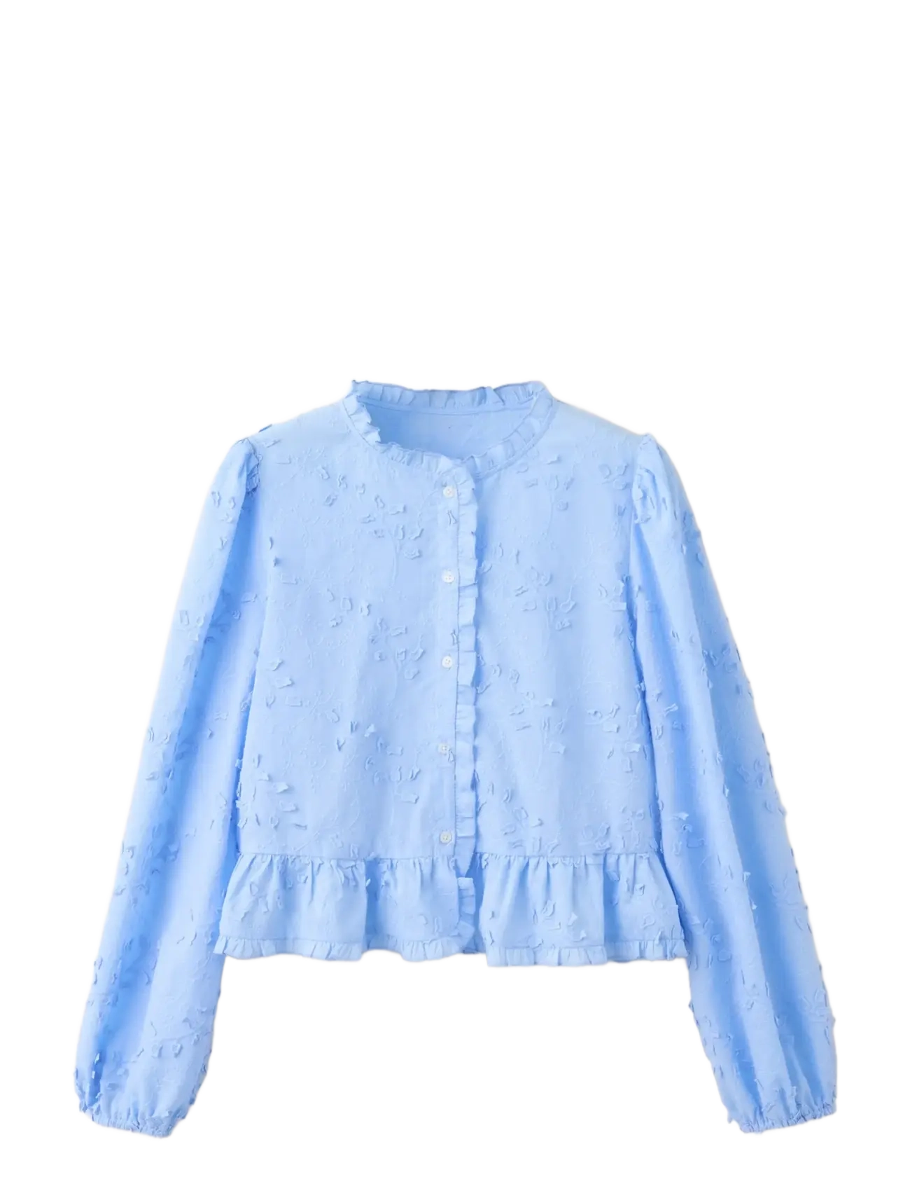 Mango Embroidered blouse with frill detail - Bluser & Skjorter - MEDIUM BLUE / blue