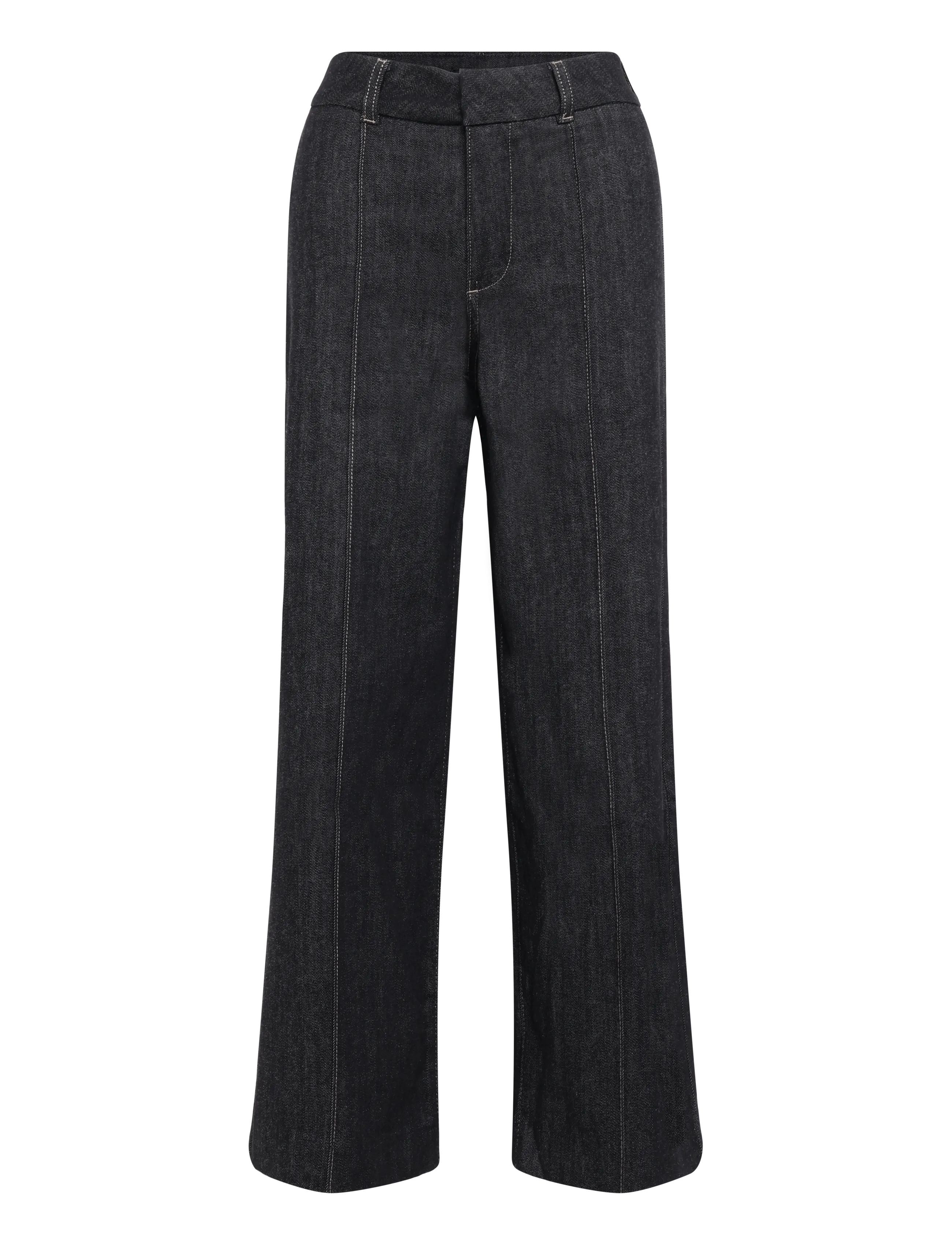 Mango - High-waisted wide leg jeans with stitching - black - 1