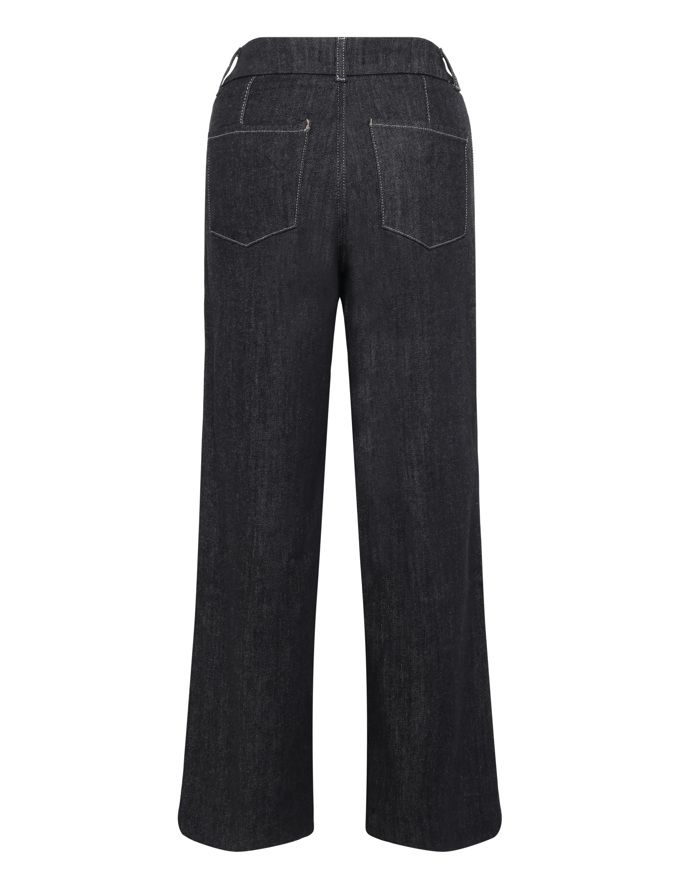 Mango - High-waisted wide leg jeans with stitching - black - 2