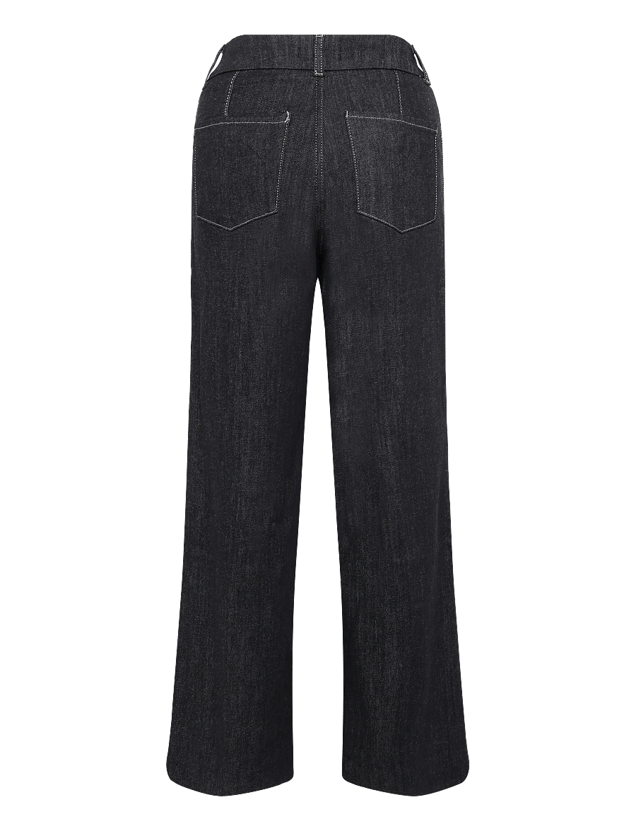 Mango - High-waisted wide leg jeans with stitching - vida jeans - black - 2