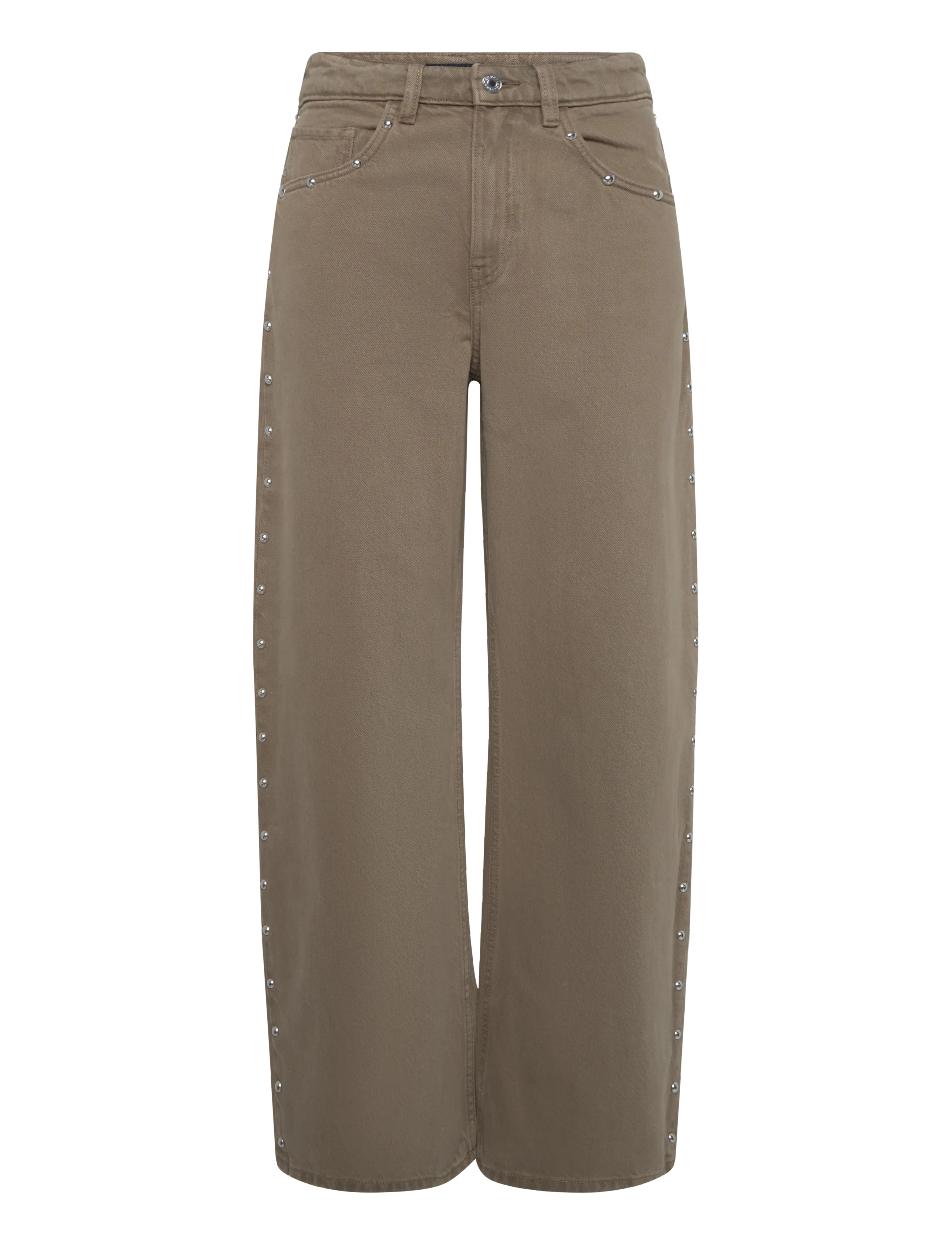 Mango Balloon jeans with studs - Brede jeans - BEIGE - KHAKI / khaki/green