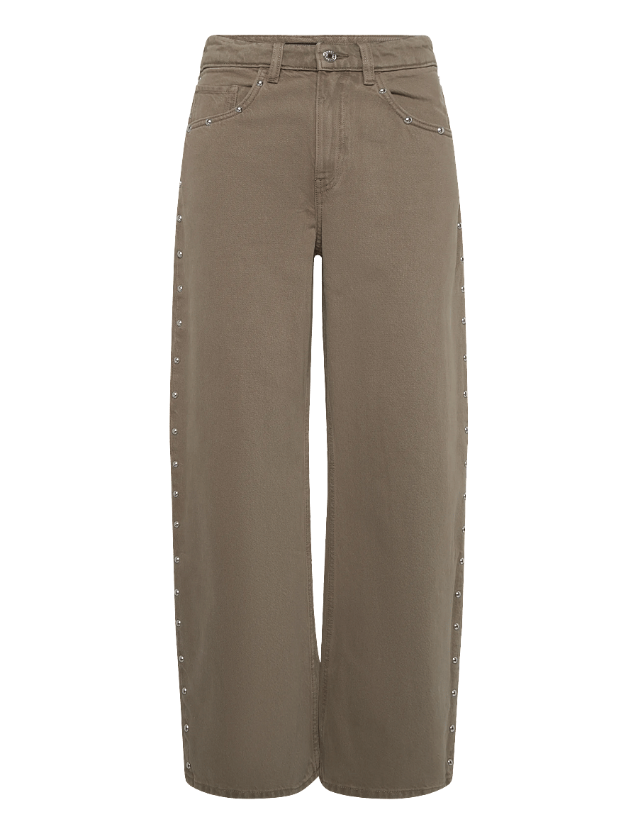 Mango - Balloon jeans with studs - barrel jeans - beige - khaki - 0