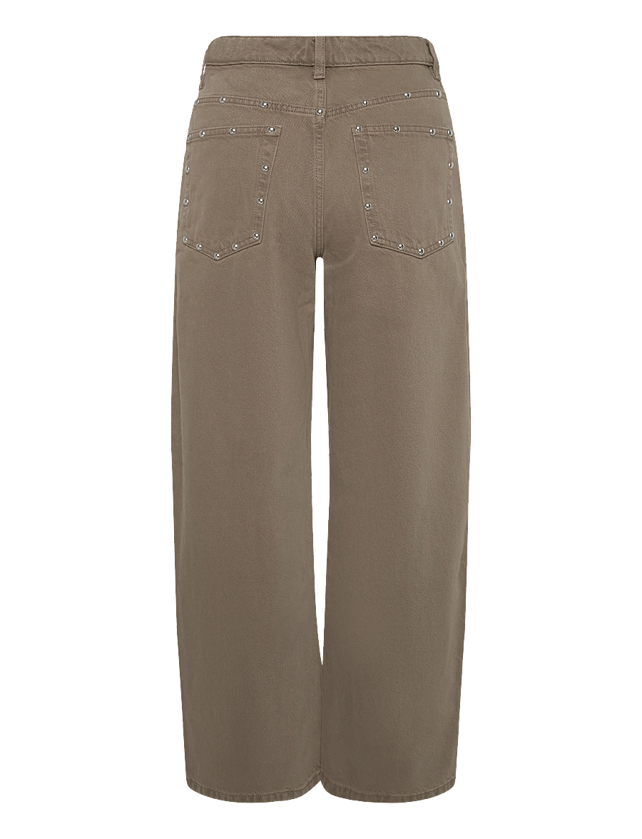 Mango - Balloon jeans with studs - barrel jeans - beige - khaki - 1
