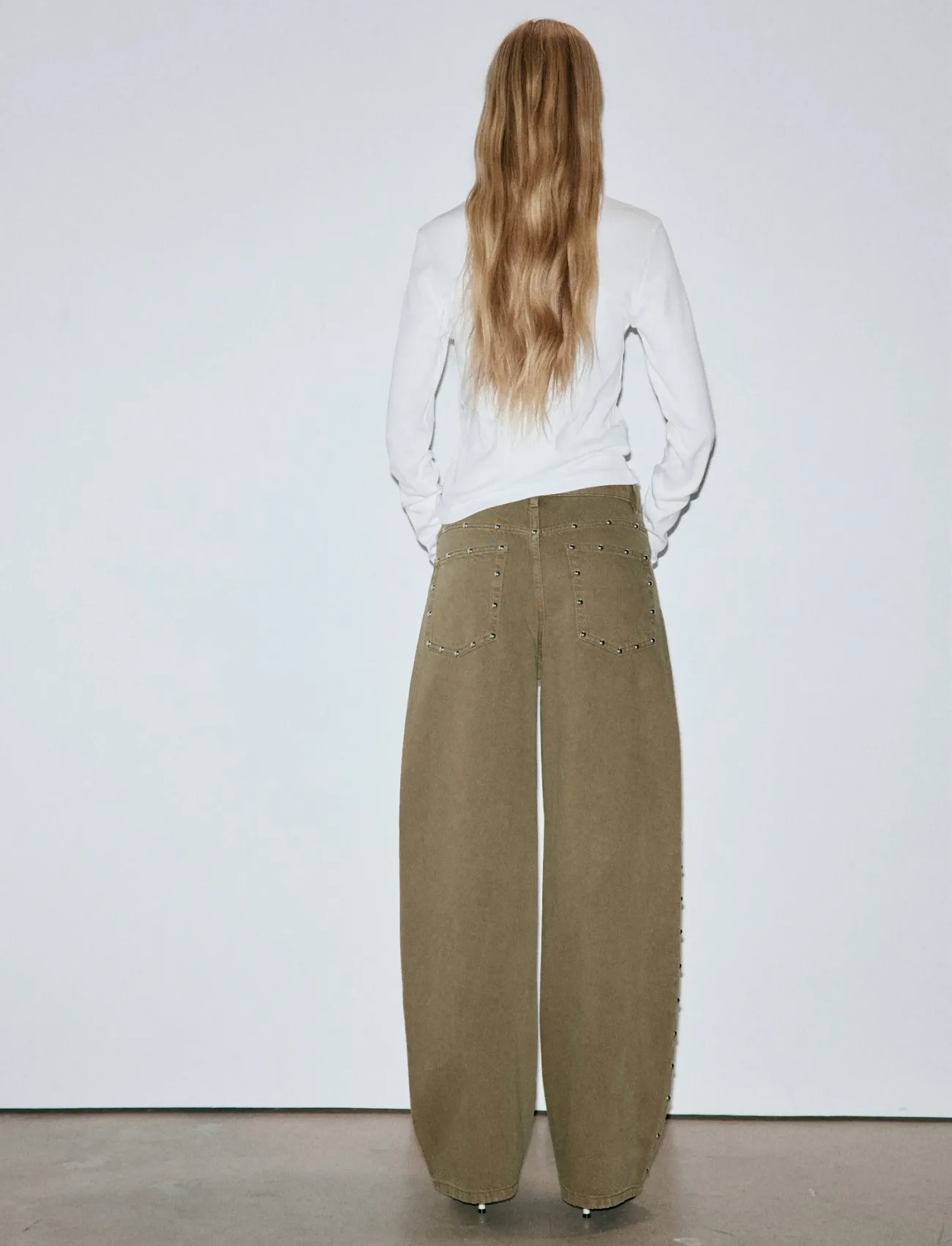 Mango - Balloon jeans with studs - barrel jeans - beige - khaki - 3