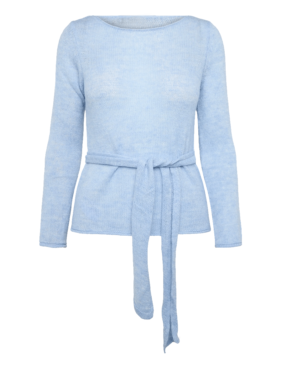 Mango - Boat neck jersey with scarf detail - striktrøjer - lt-pastel blue - 0