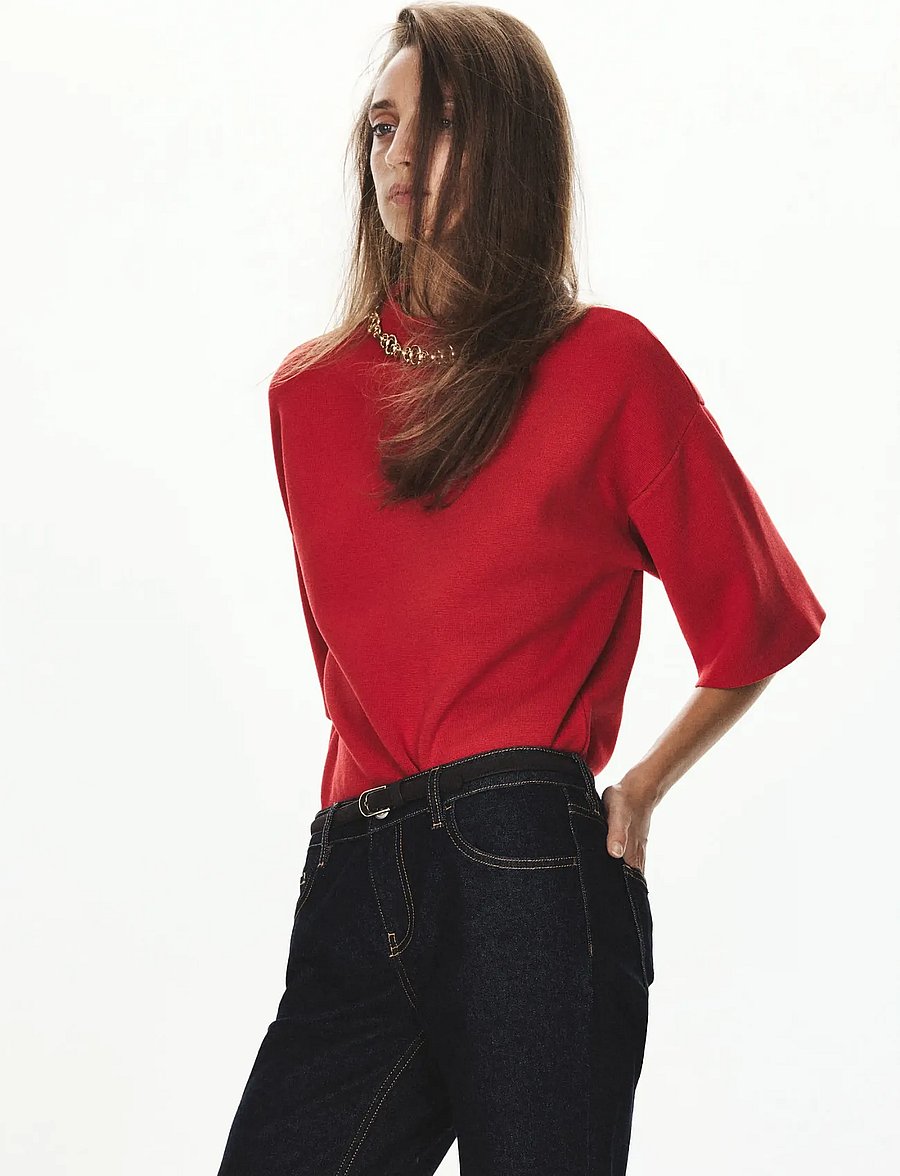 Mango - Fine-knit roll-neck jumper - striktrøjer - bright red - 0