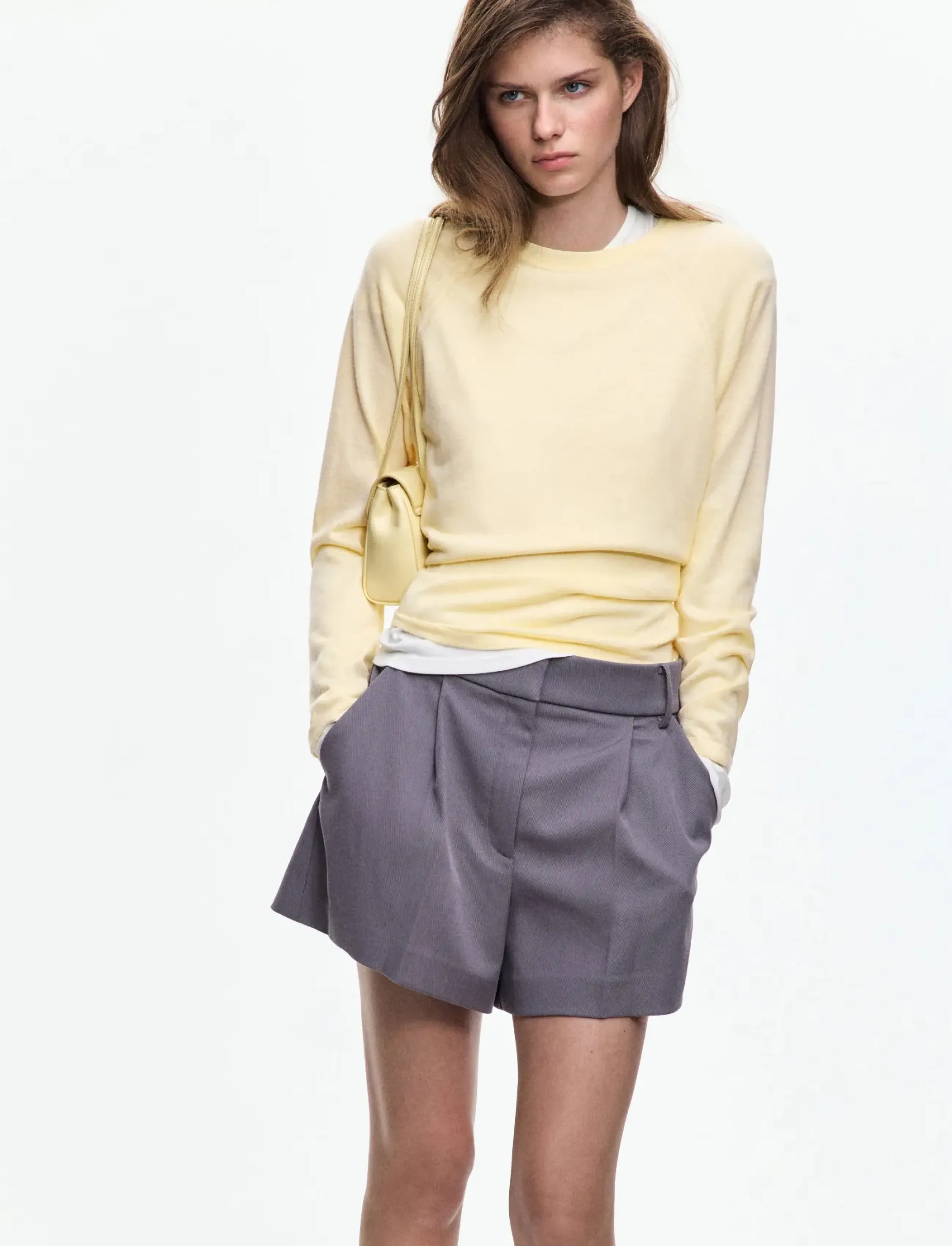 Mango - Knitted jumper with tie back detail - striktrøjer - yellow - 0