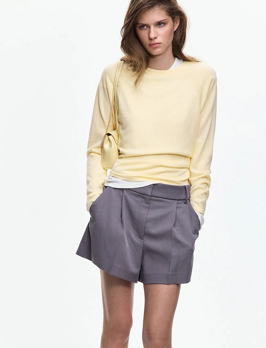 Mango - Knitted jumper with tie back detail - striktrøjer - yellow - 0