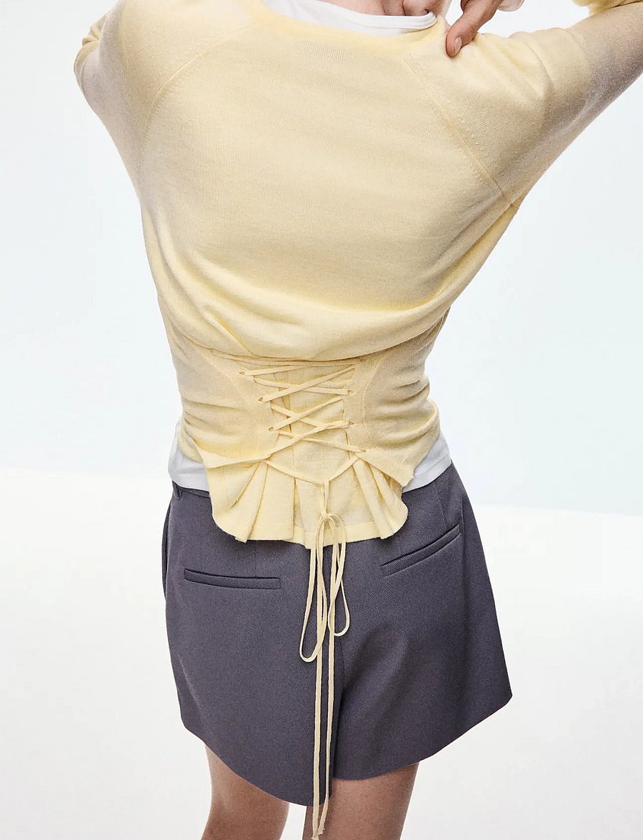 Mango - Knitted jumper with tie back detail - striktrøjer - yellow - 2