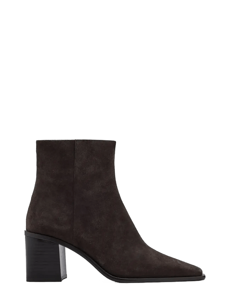 Mango - Suede block-heel boots - støvletter - dark brown - 0