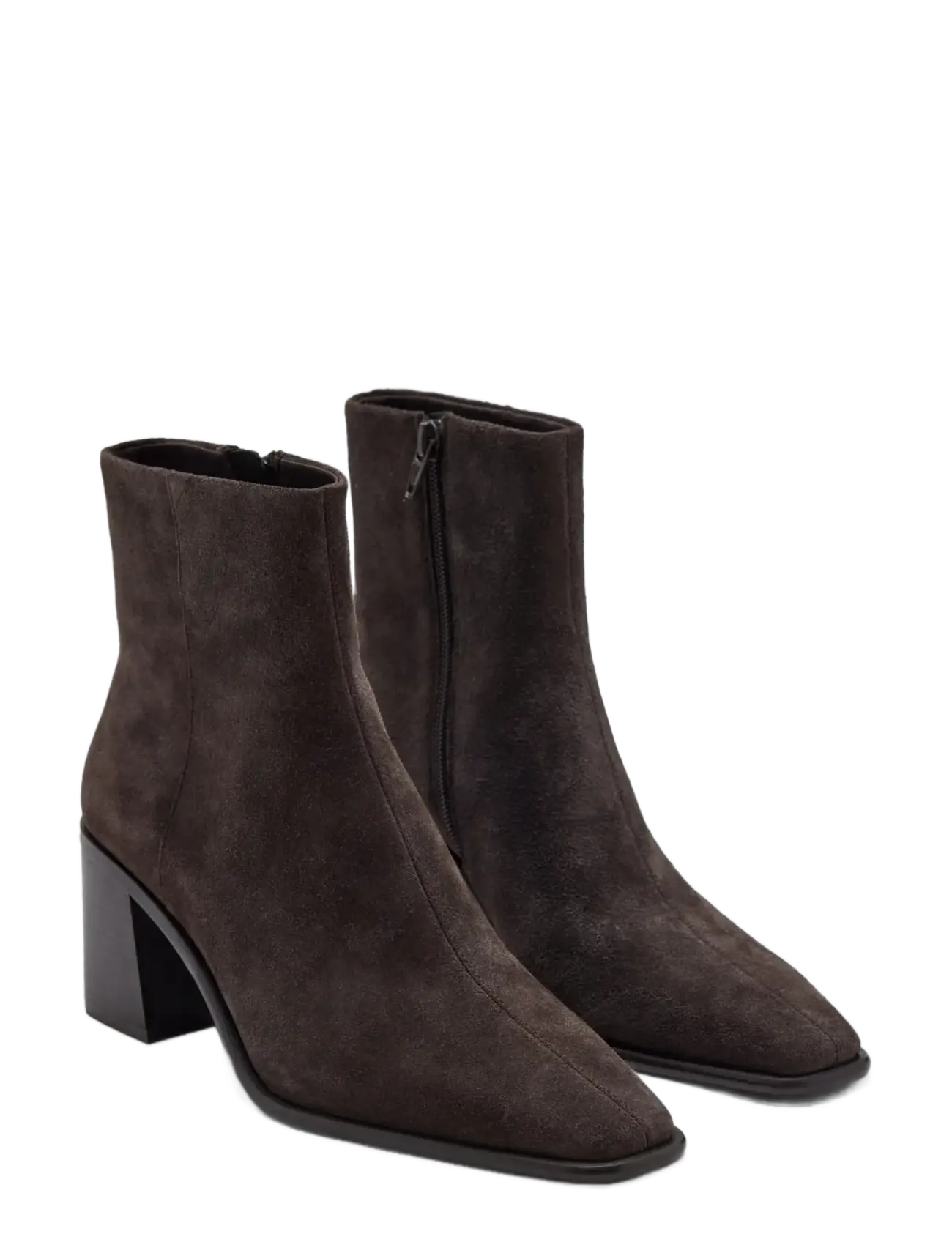 Mango - Suede block-heel boots - støvletter - dark brown - 1