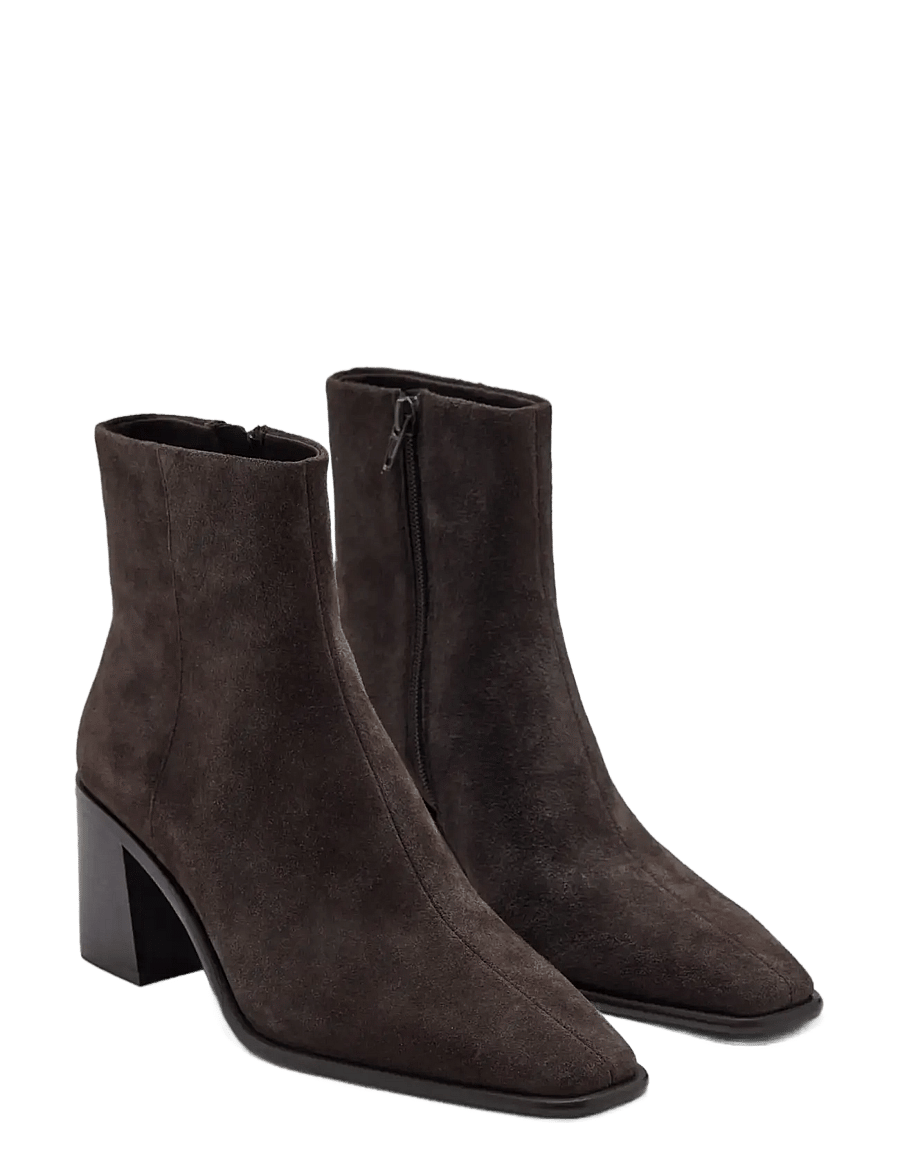 Mango - Suede block-heel boots - støvletter - dark brown - 1
