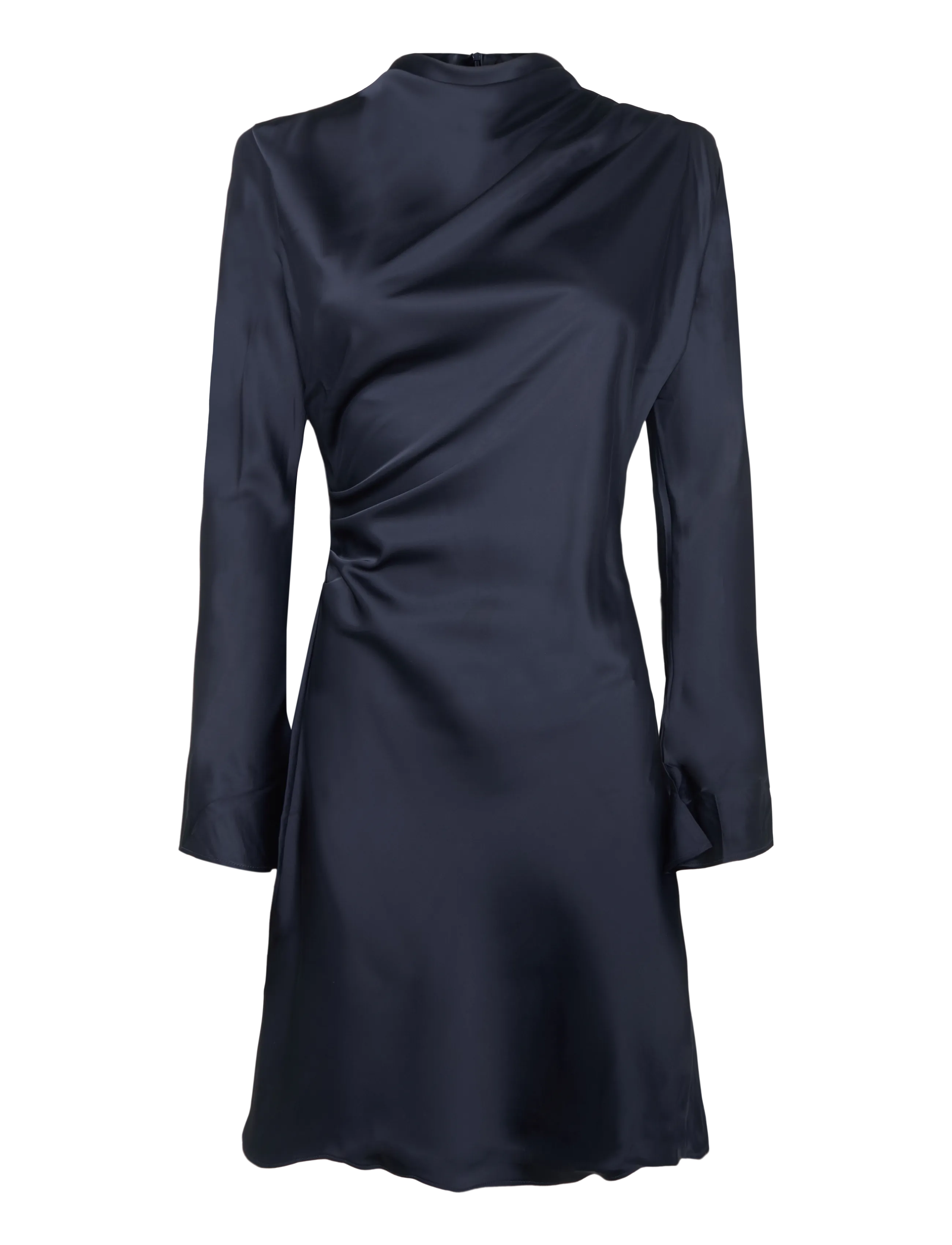 Mango Satin draped dress - Festtøj - NAVY / navy