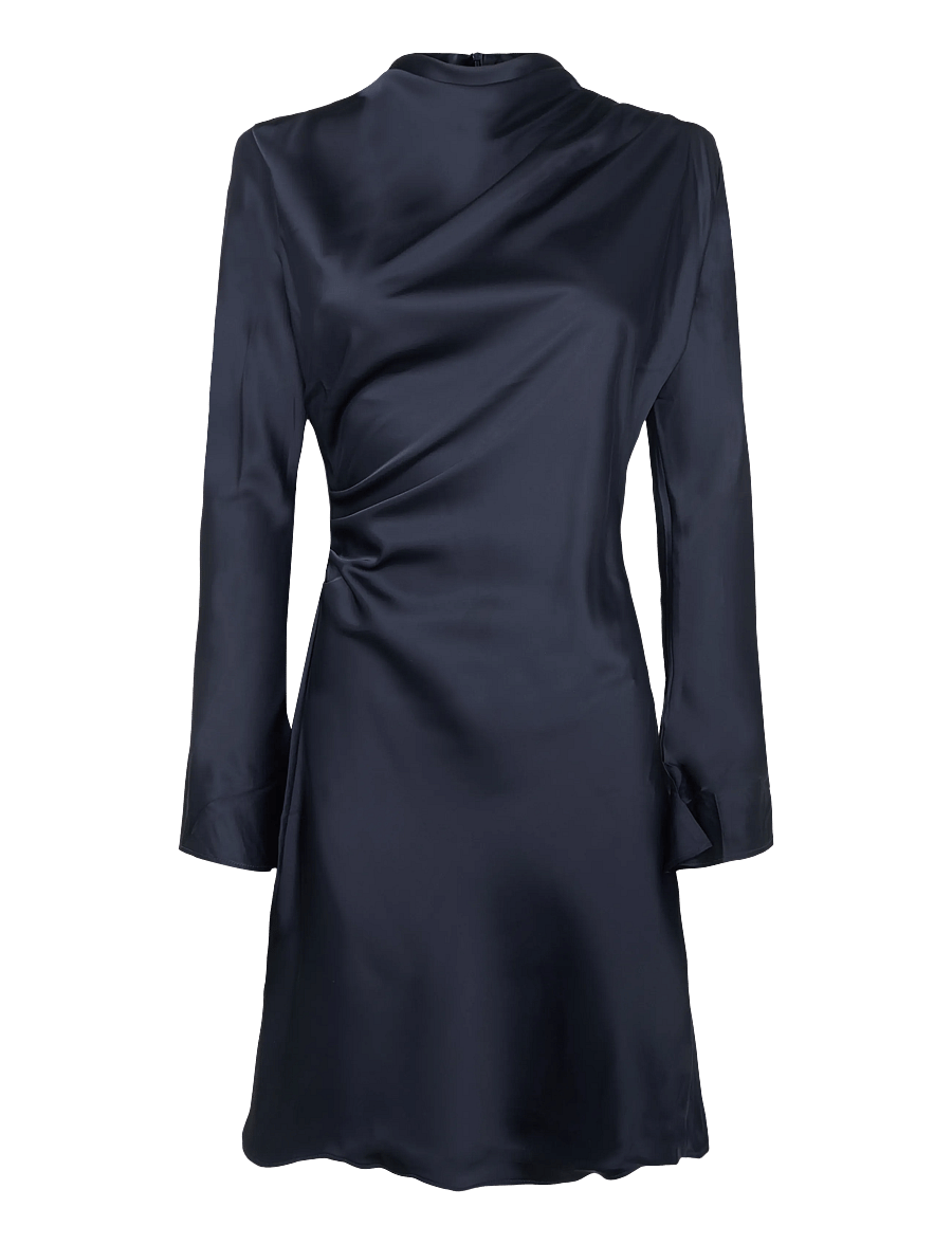 Mango - Satin draped dress - cocktailkjoler - navy - 0