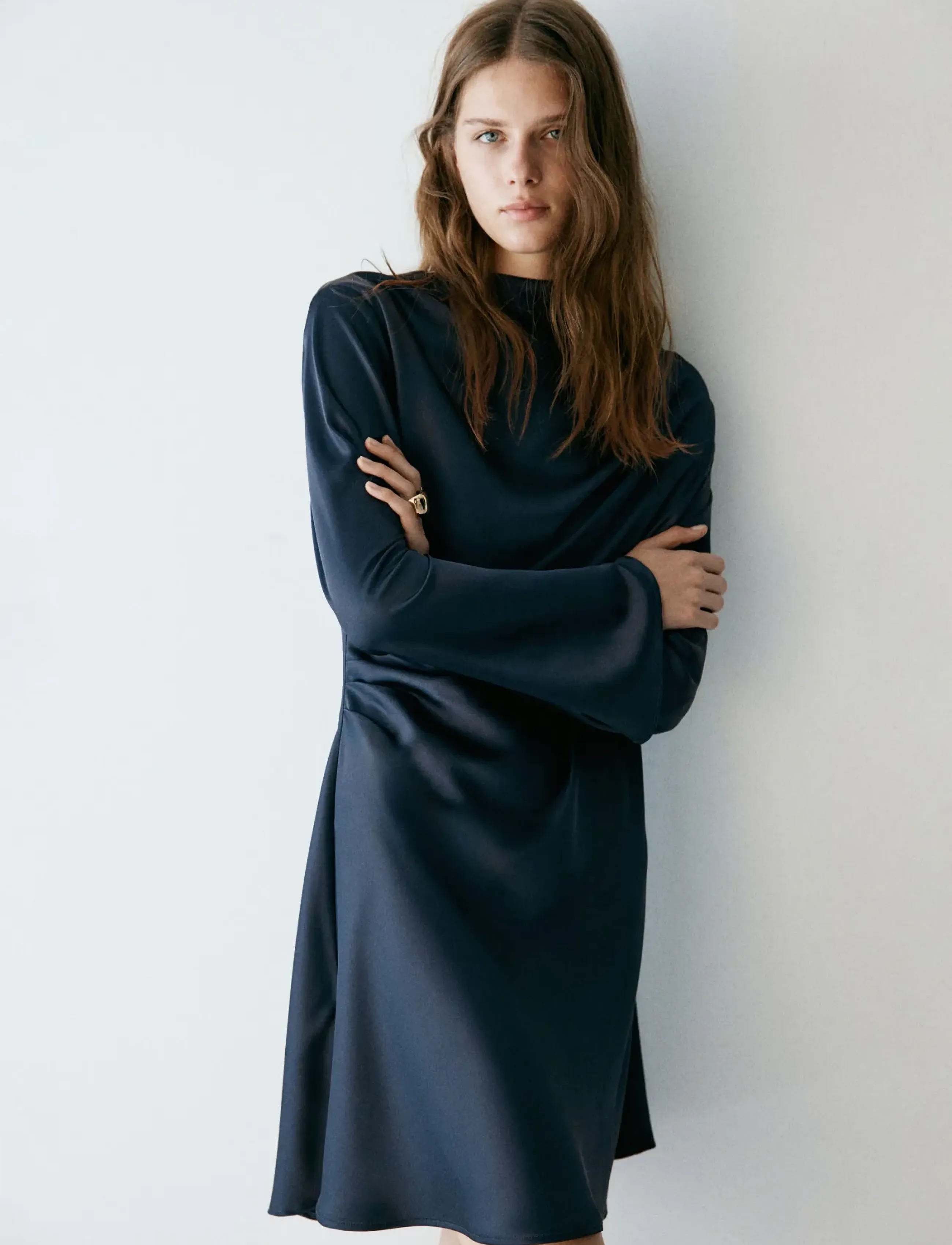 Mango Satin draped dress - Særlige begivenheder - NAVY / navy