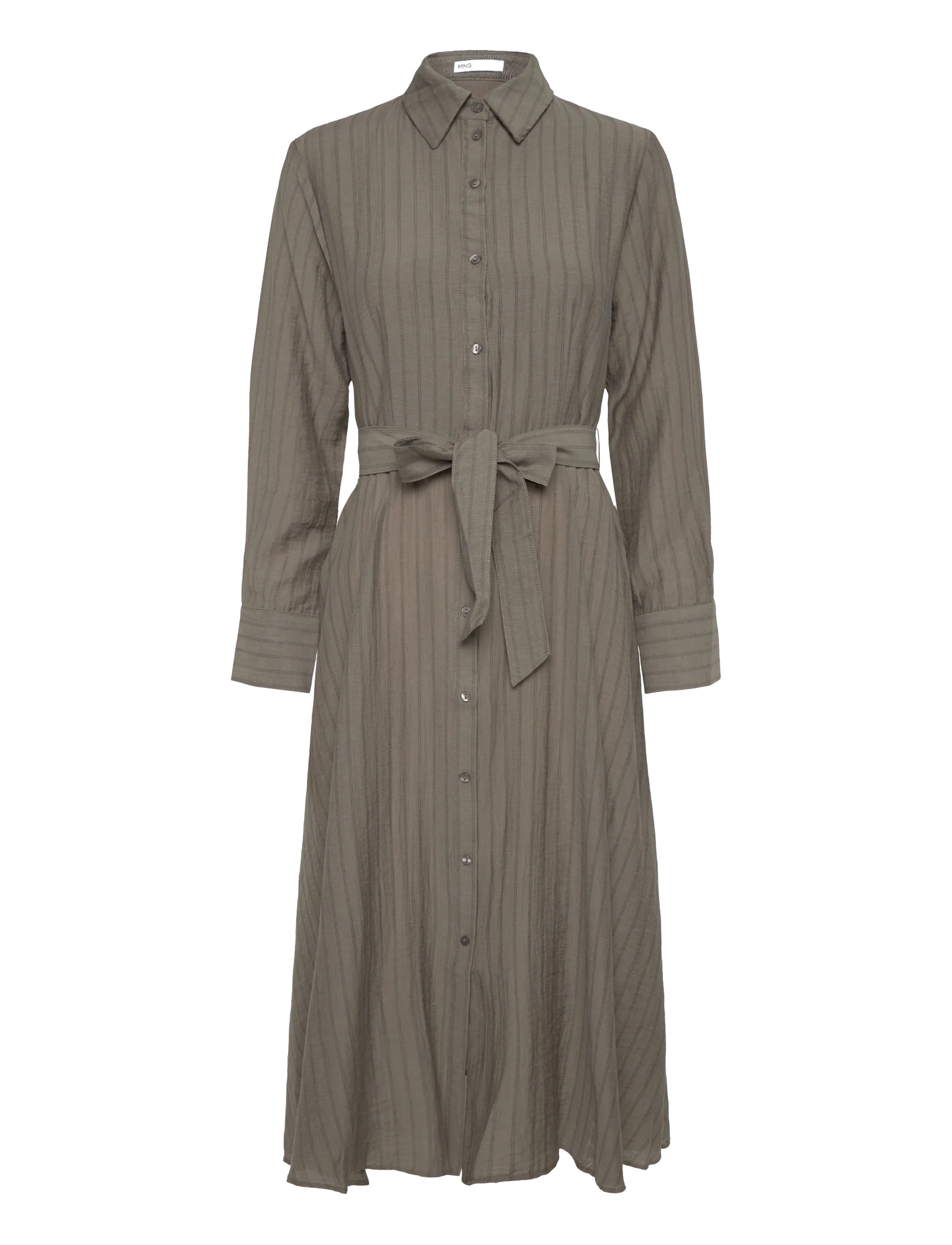 Mango Vestido camisero raya diplomática - Midi kjoler - BEIGE - KHAKI / khaki/green