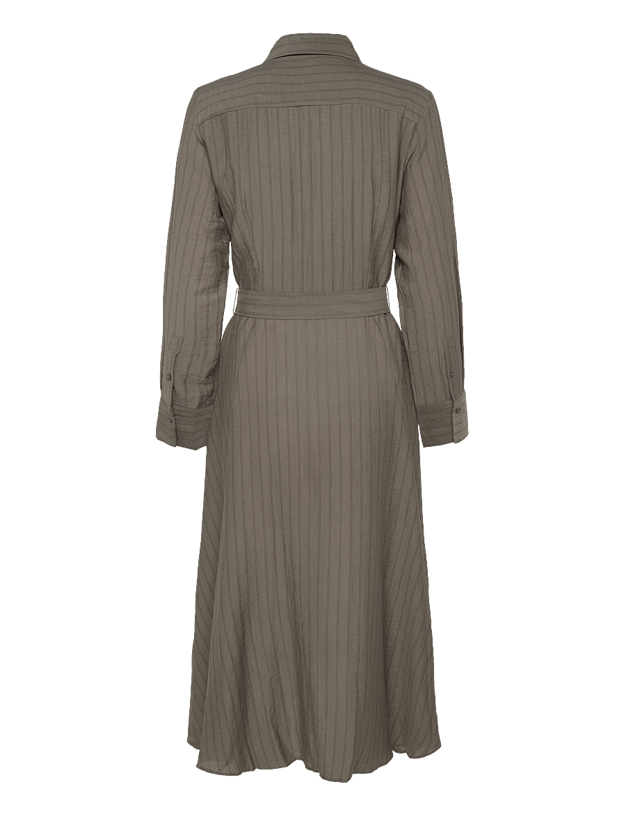 Mango - Vestido camisero raya diplomática - skjortekjoler - beige - khaki - 1