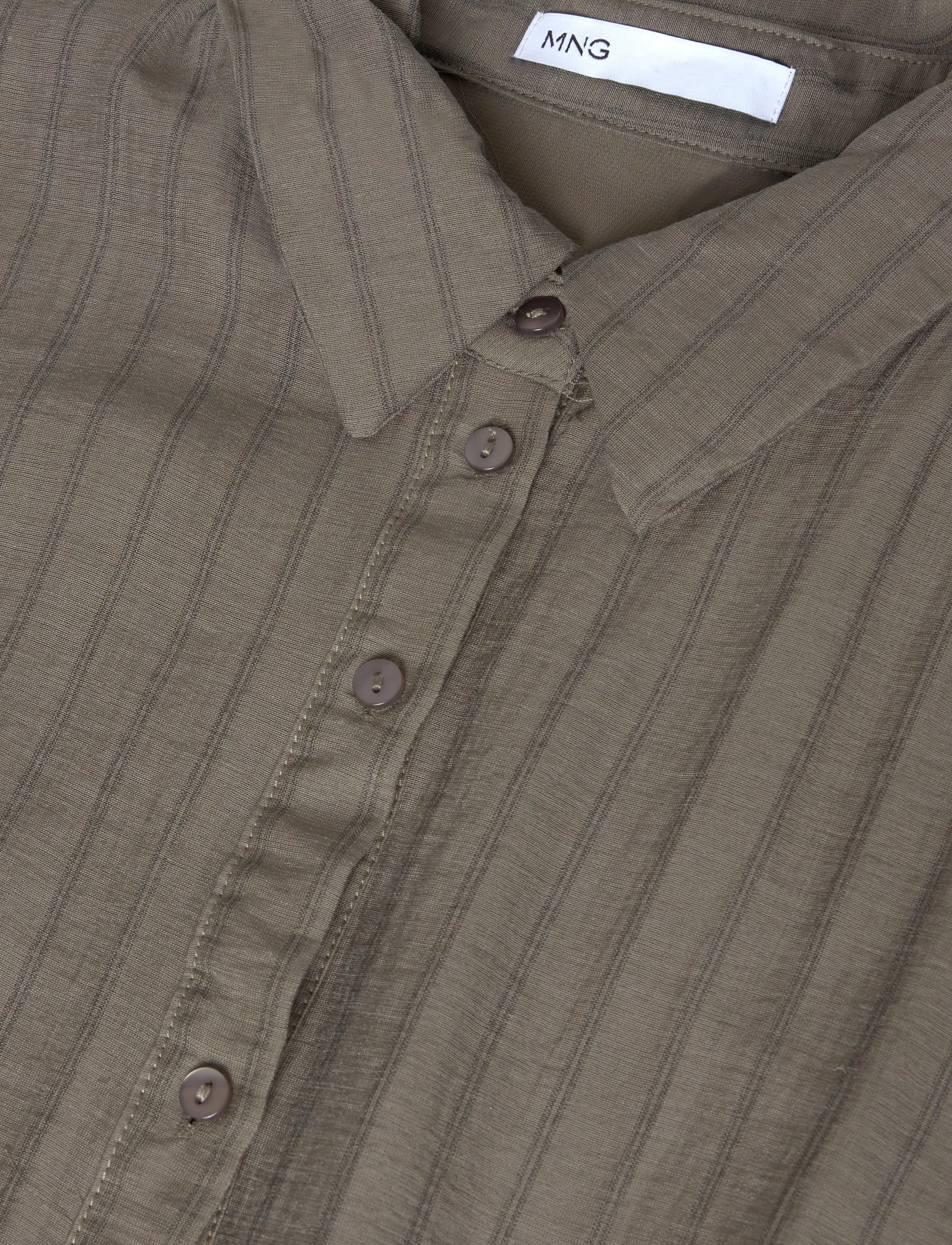 Mango - Vestido camisero raya diplomática - skjortekjoler - beige - khaki - 2
