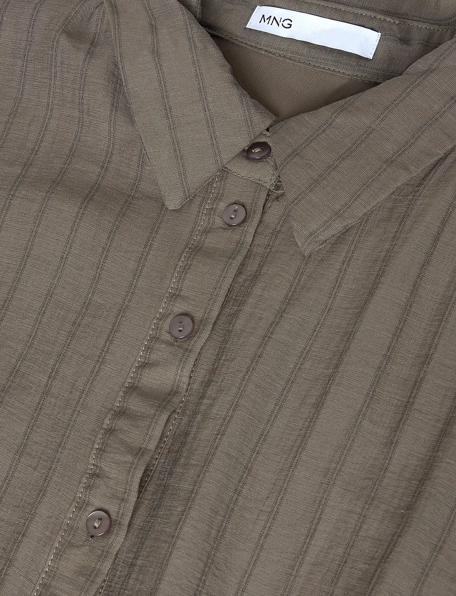 Mango - Vestido camisero raya diplomática - skjortekjoler - beige - khaki - 2