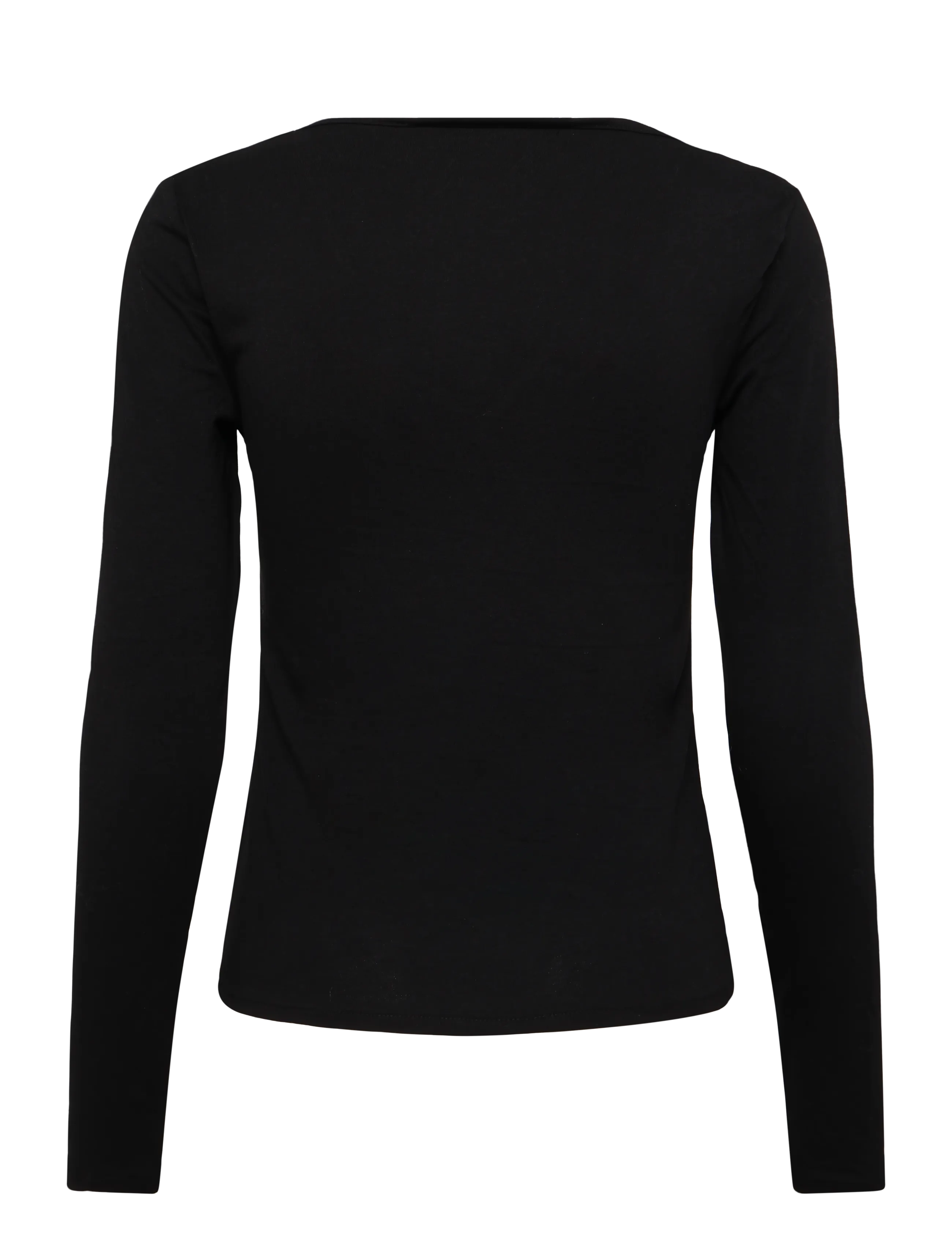 Mango - Fitted V-neck T-shirt - långärmade toppar - black - 1