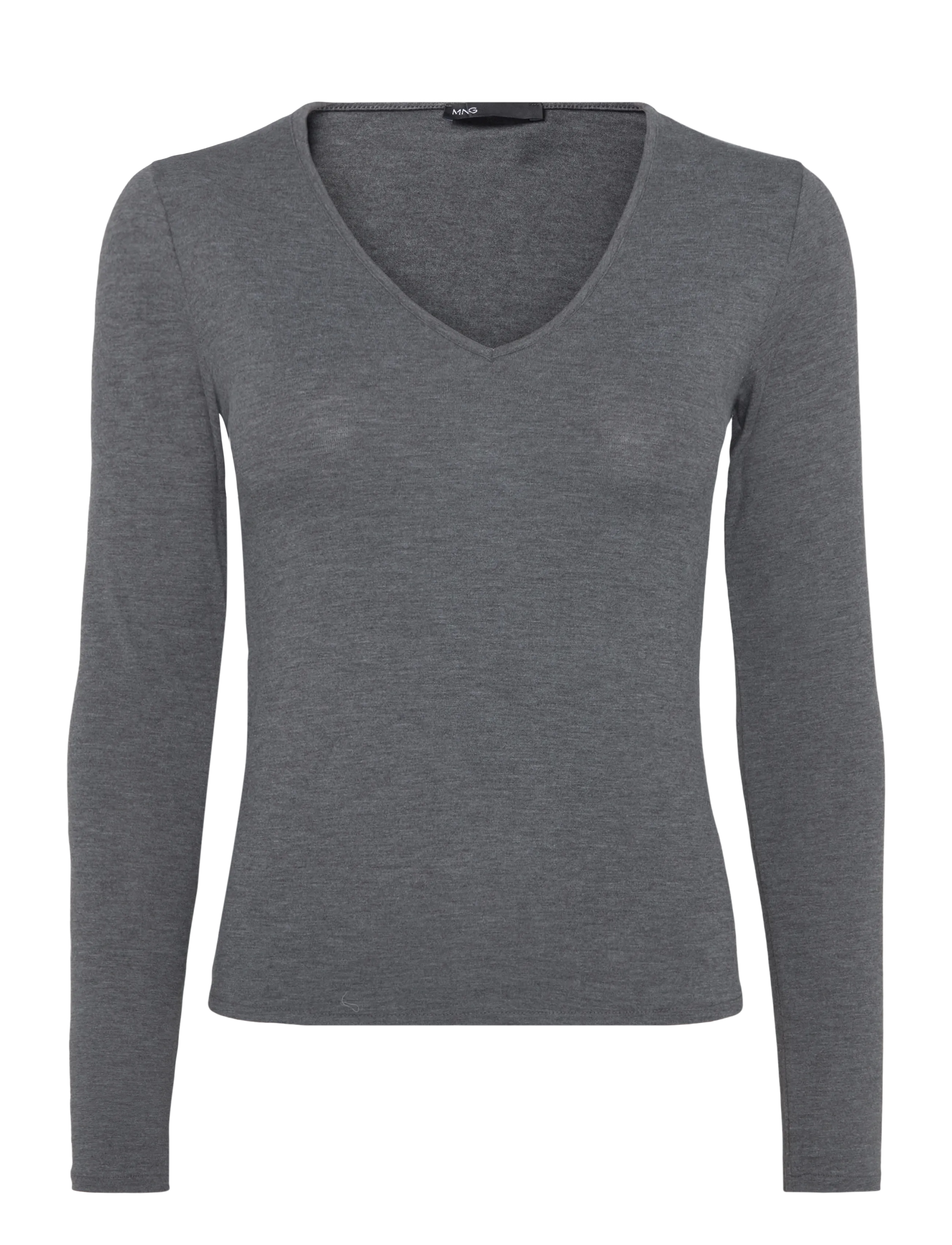 Mango Fitted V-neck T-shirt - Kläder - DARK GREY / grey