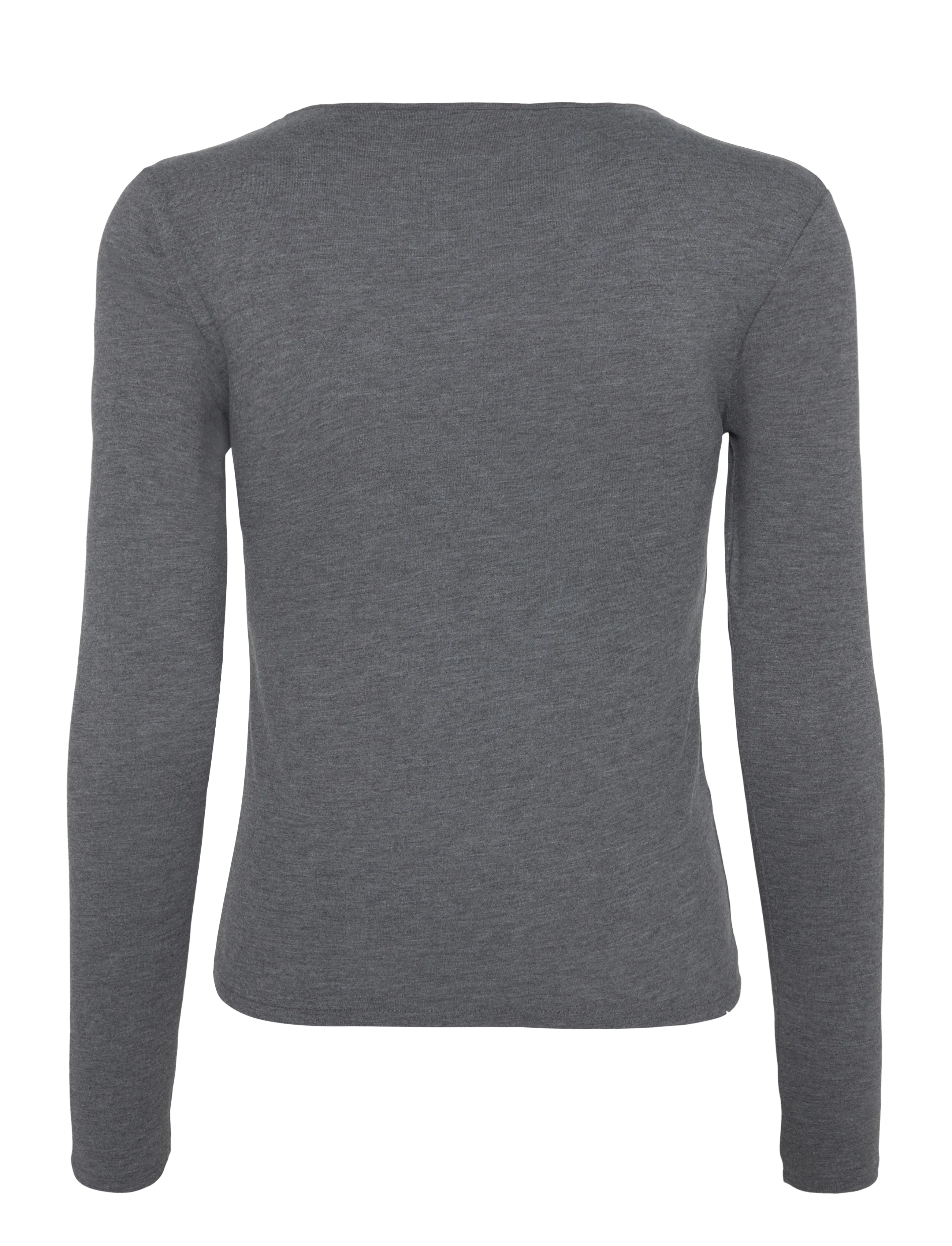 Mango - Fitted V-neck T-shirt - långärmade toppar - dark grey - 1