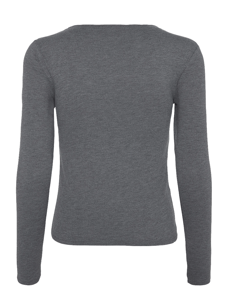 Mango - Fitted V-neck T-shirt - långärmade toppar - dark grey - 1
