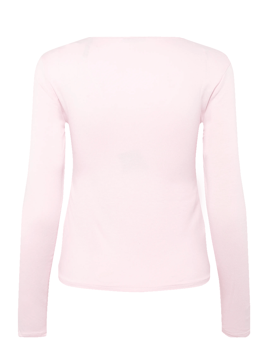 Mango - Fitted V-neck T-shirt - langærmede toppe - pink - 1