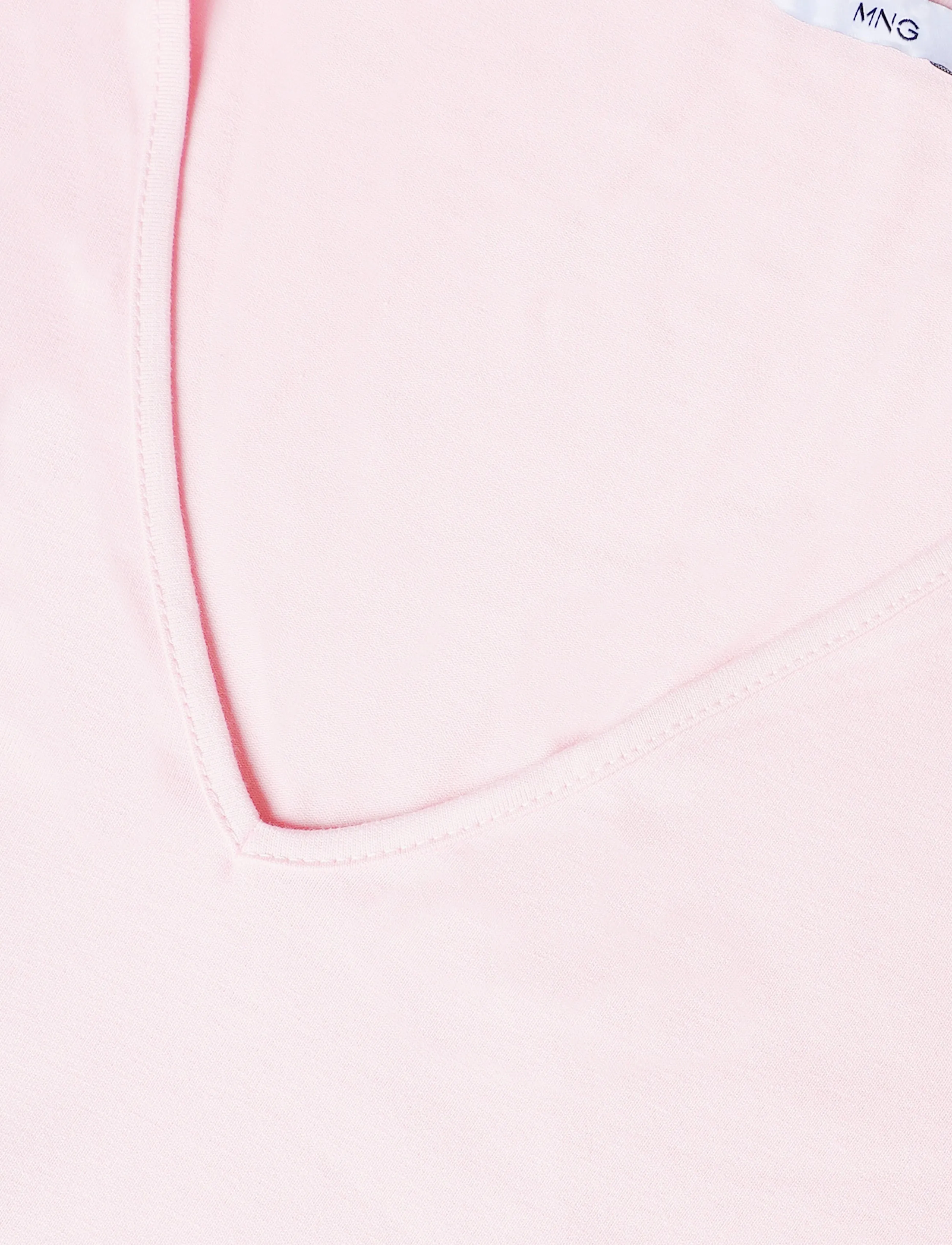 Mango - Fitted V-neck T-shirt - pink - 2