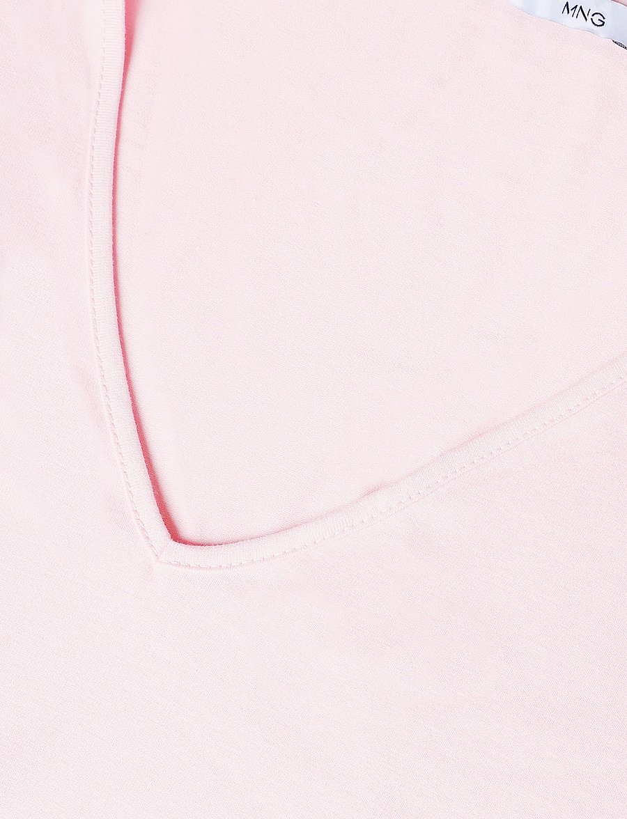 Mango - Fitted V-neck T-shirt - langærmede toppe - pink - 2