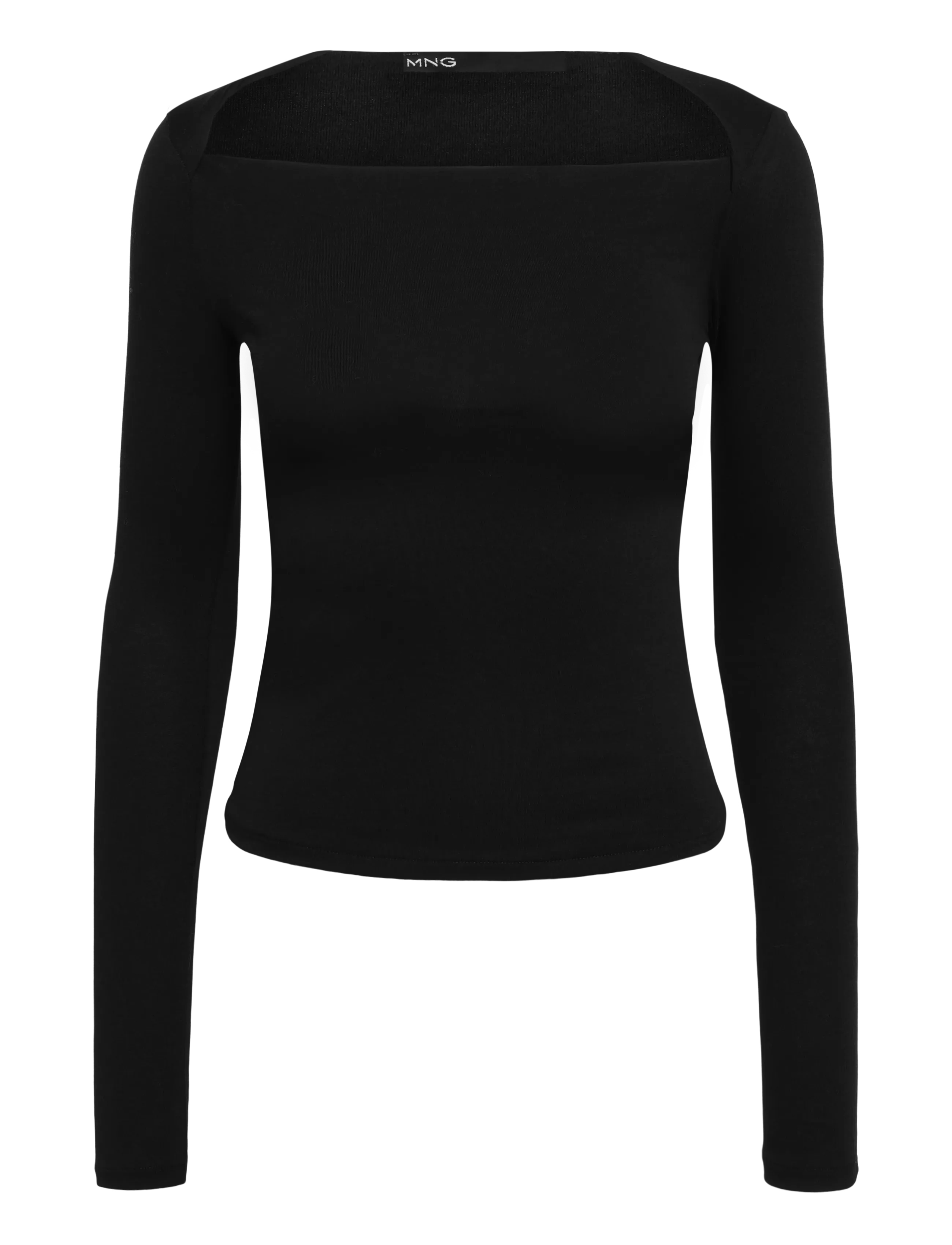 Mango Boat-neck fitted t-shirt - Tøj - BLACK / black
