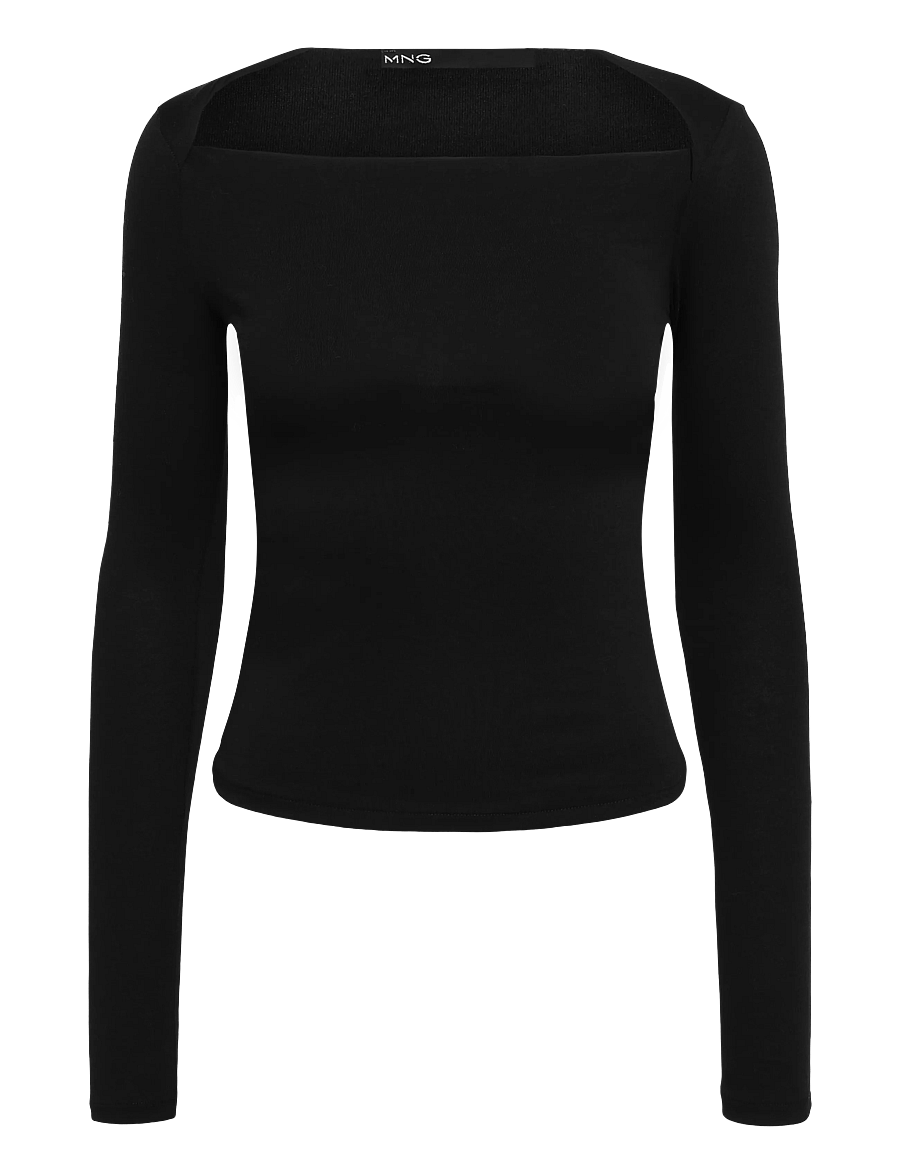 Mango - Boat-neck fitted t-shirt - striktrøjer - black - 1