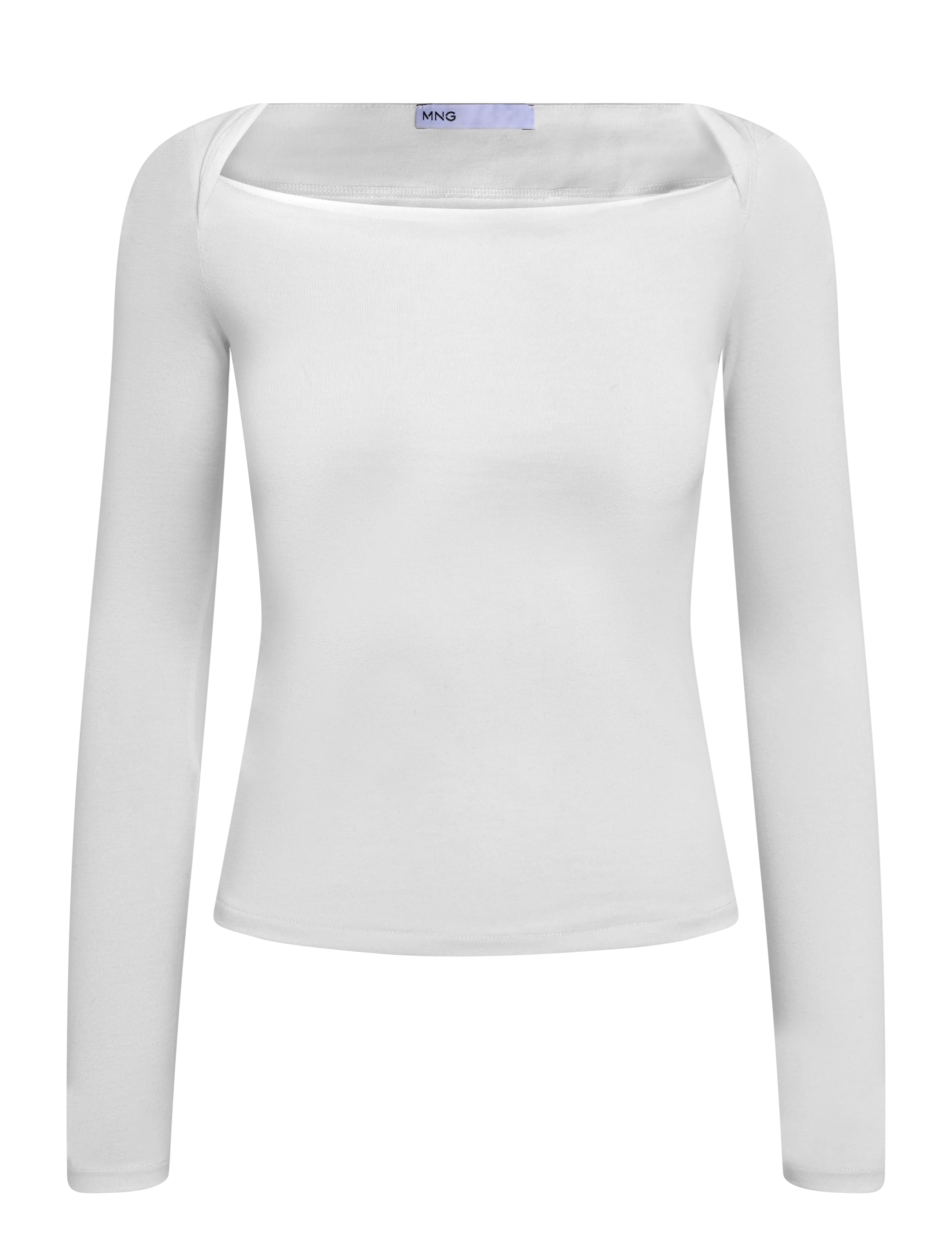 Mango Boat-neck fitted t-shirt - Tøj - NATURAL WHITE / white
