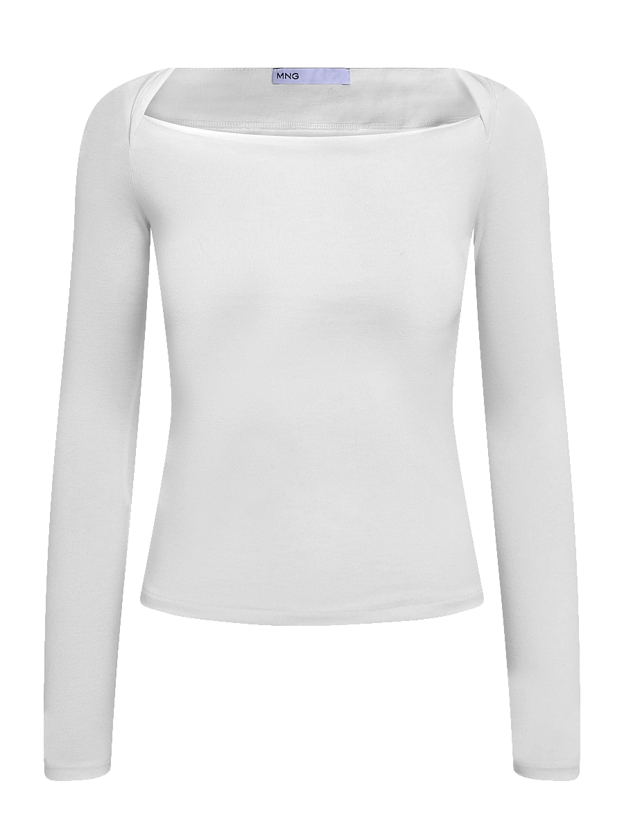 Mango - Boat-neck fitted t-shirt - striktrøjer - natural white - 0
