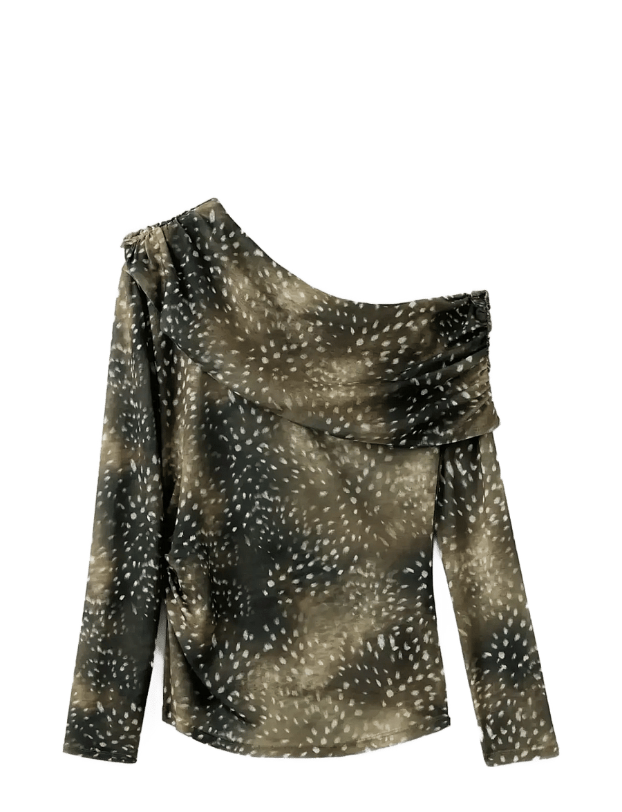 Mango - Asymmetric Bambi T-shirt - langærmede bluser - brown - 1
