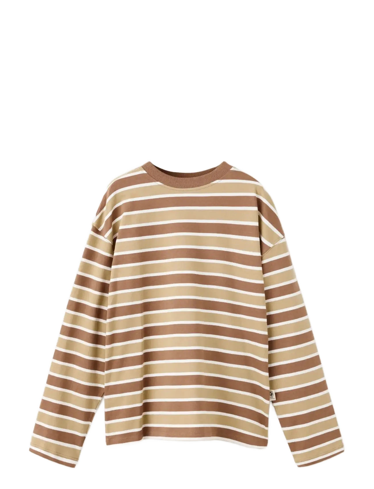 Mango - Striped cotton T-shirt - medium brown - 1