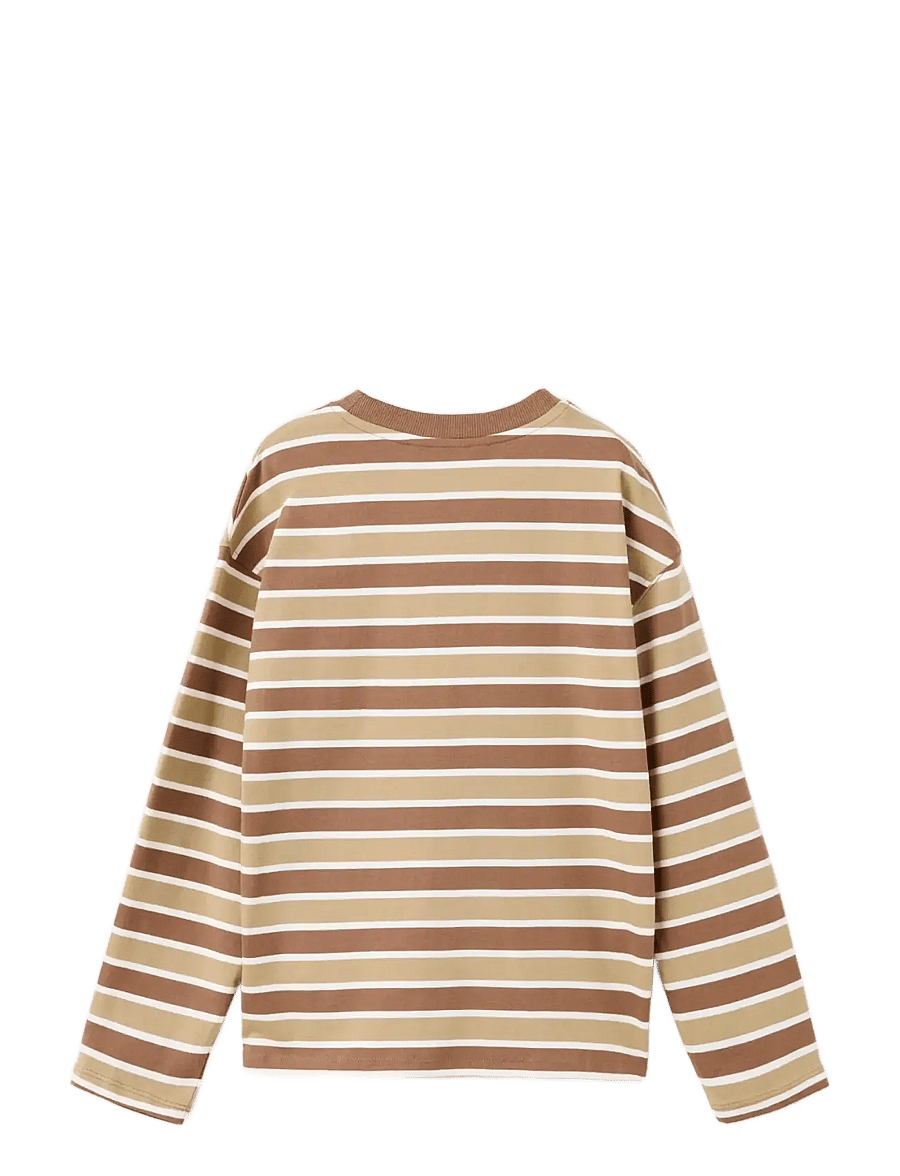 Mango - Striped cotton T-shirt - langærmede t-shirts - medium brown - 2