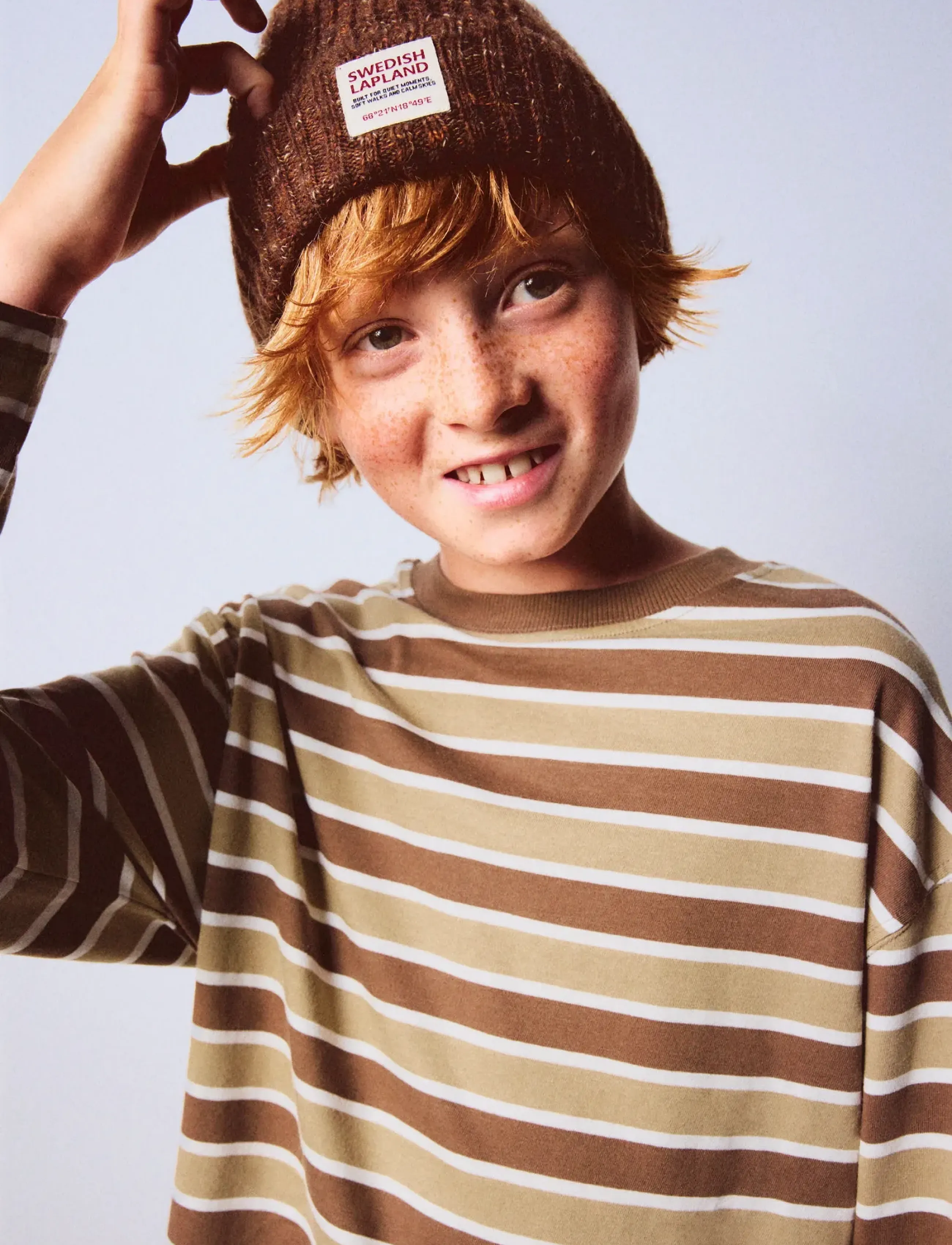 Mango Striped cotton T-shirt - Mango - MEDIUM BROWN / brown
