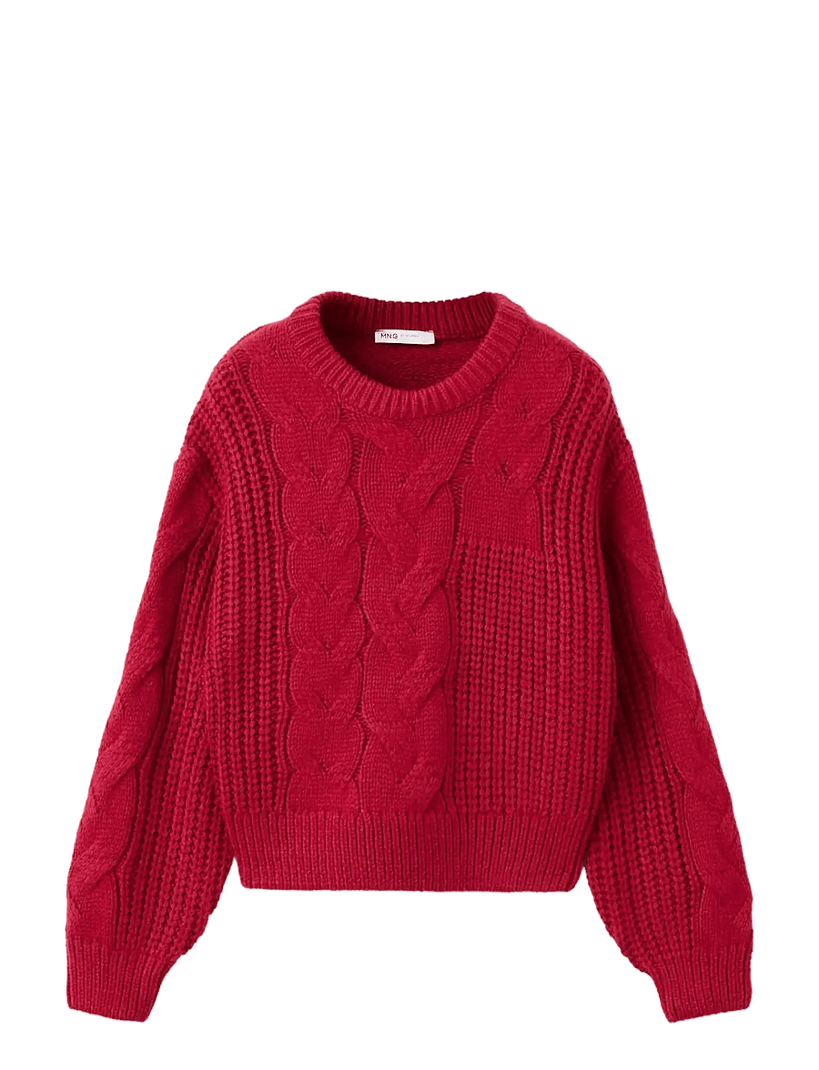 Mango - Braided knitted sweater - trøjer - red - 0