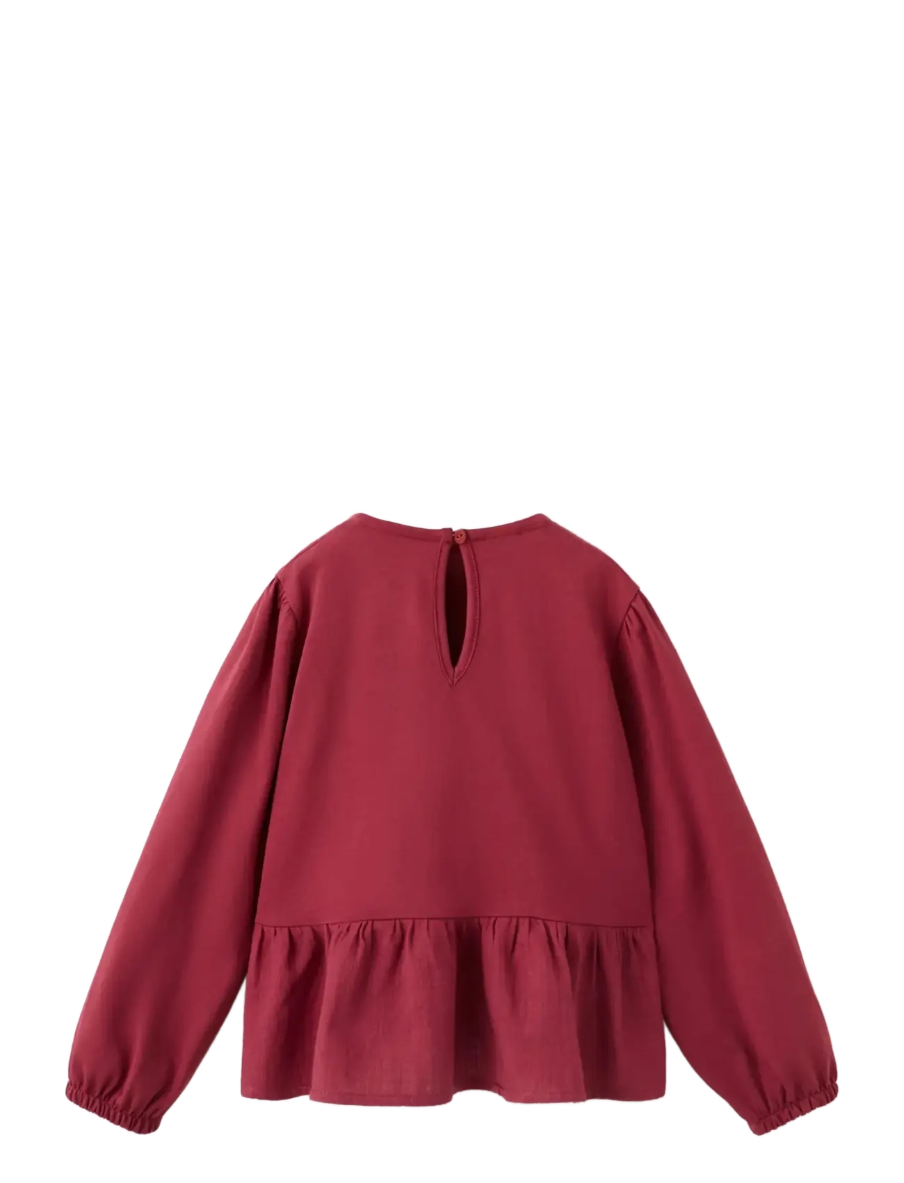 Mango - Frill T-shirt with lace trim detail - långärmade t-shirts - dark red - 2
