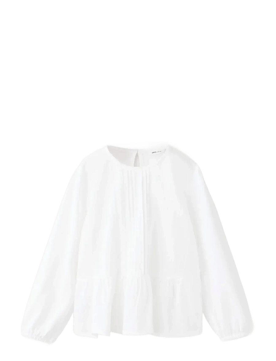 Mango - Frill T-shirt with lace trim detail - långärmade t-shirts - natural white - 1