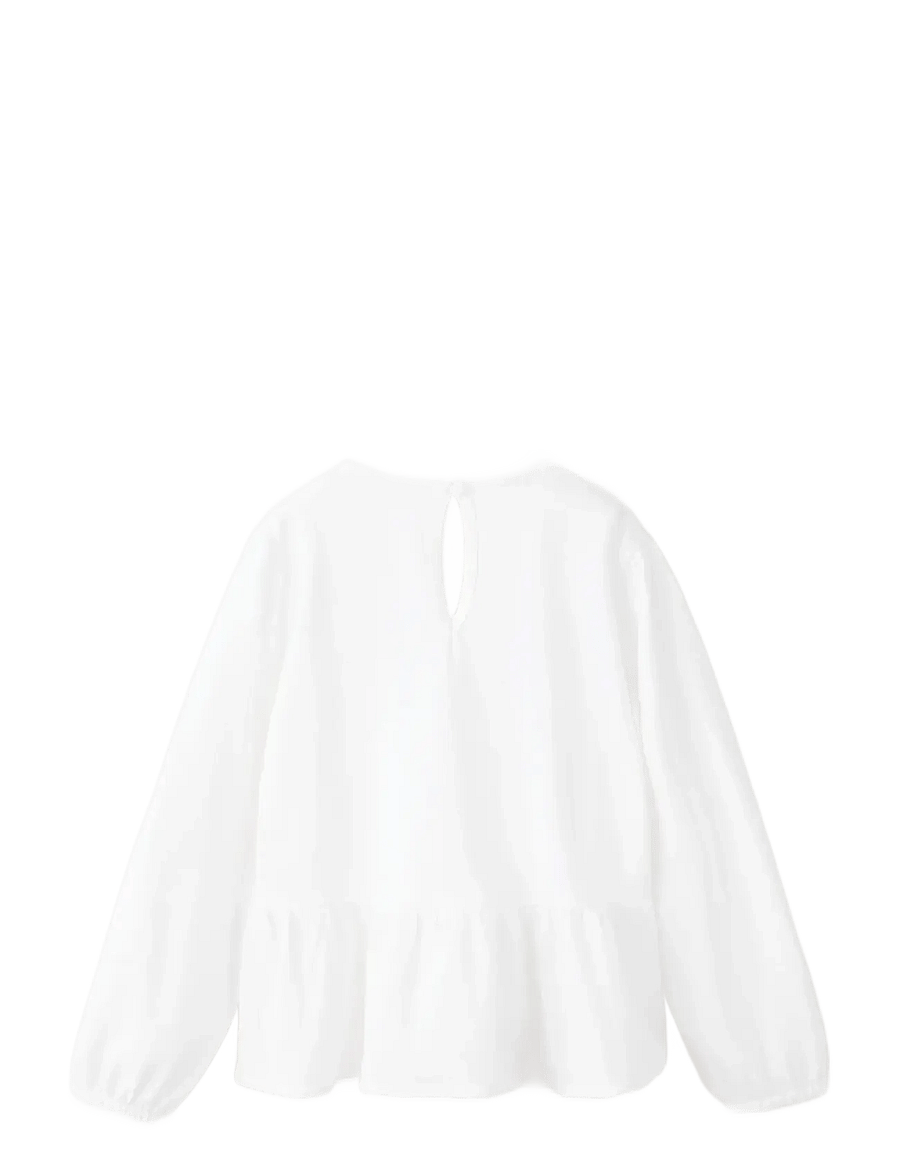 Mango - Frill T-shirt with lace trim detail - långärmade t-shirts - natural white - 2