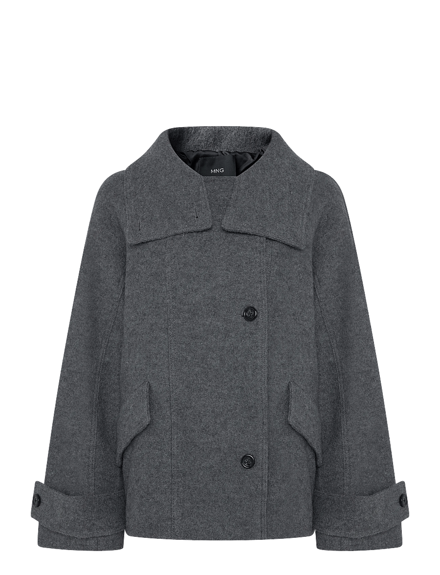 Mango - 100% wool funnel-neck coat - vinterjakker - grey - 0