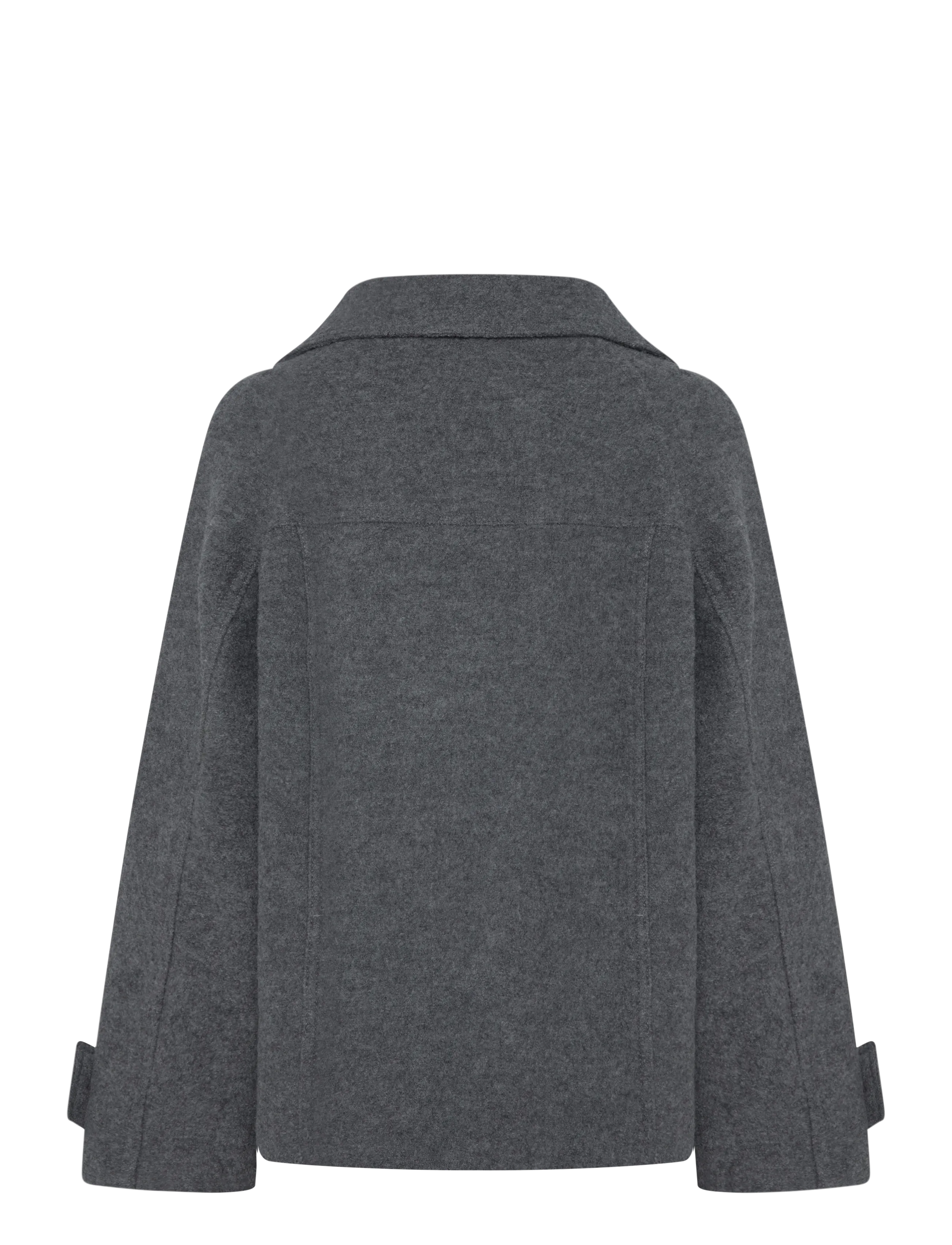 Mango - 100% wool funnel-neck coat - grey - 1